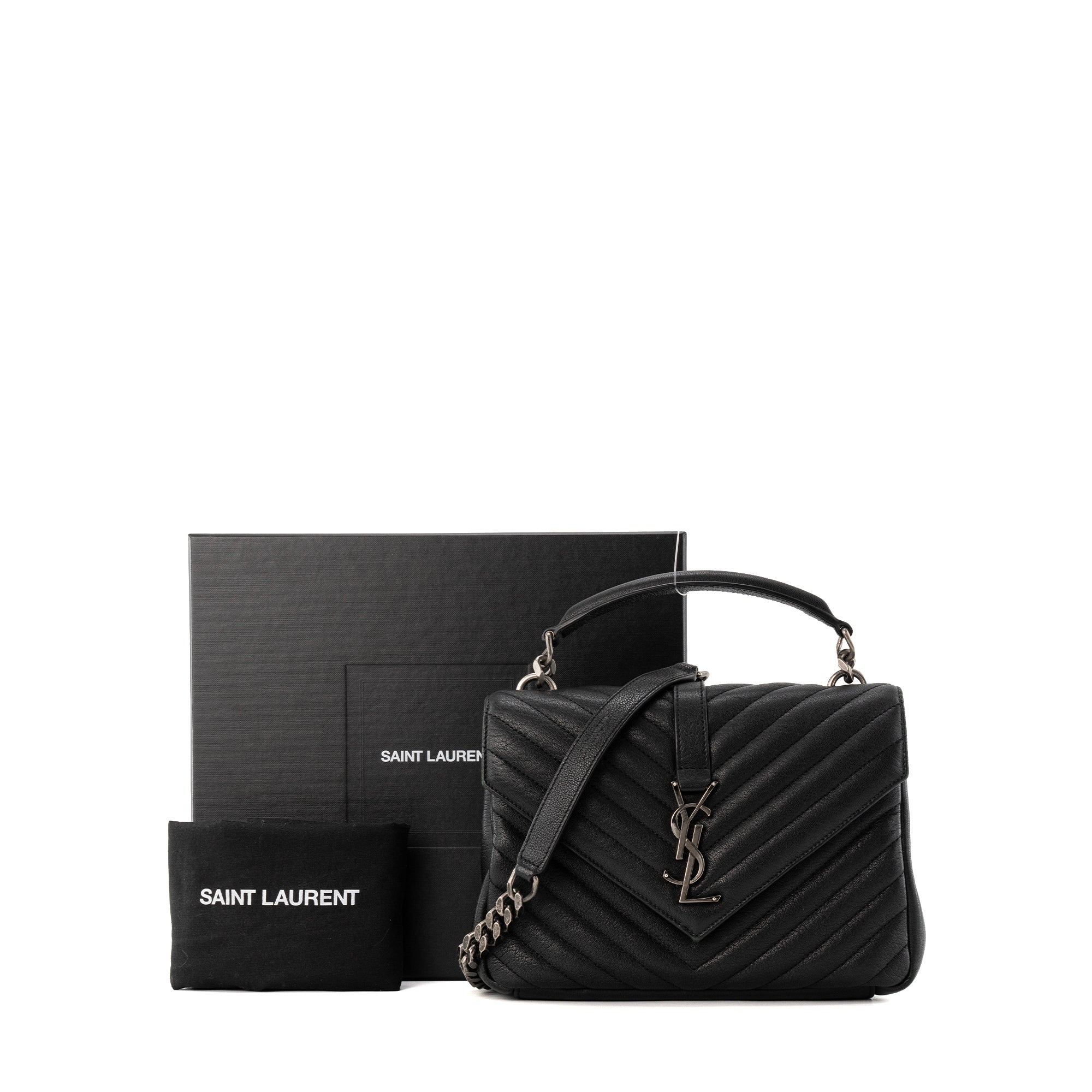 SAINT LAURENT - Sac à bandoulière Collège Saint Laurent en cuir grainé noir