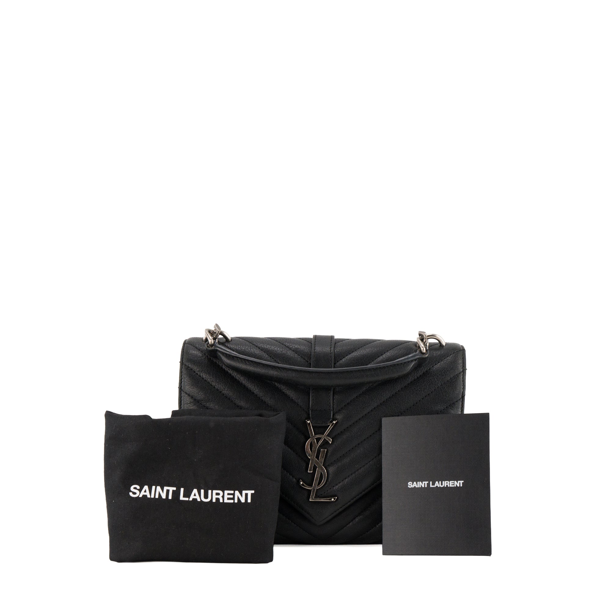 SAINT LAURENT - Sac à bandoulière Collège Saint Laurent en cuir grainé noir