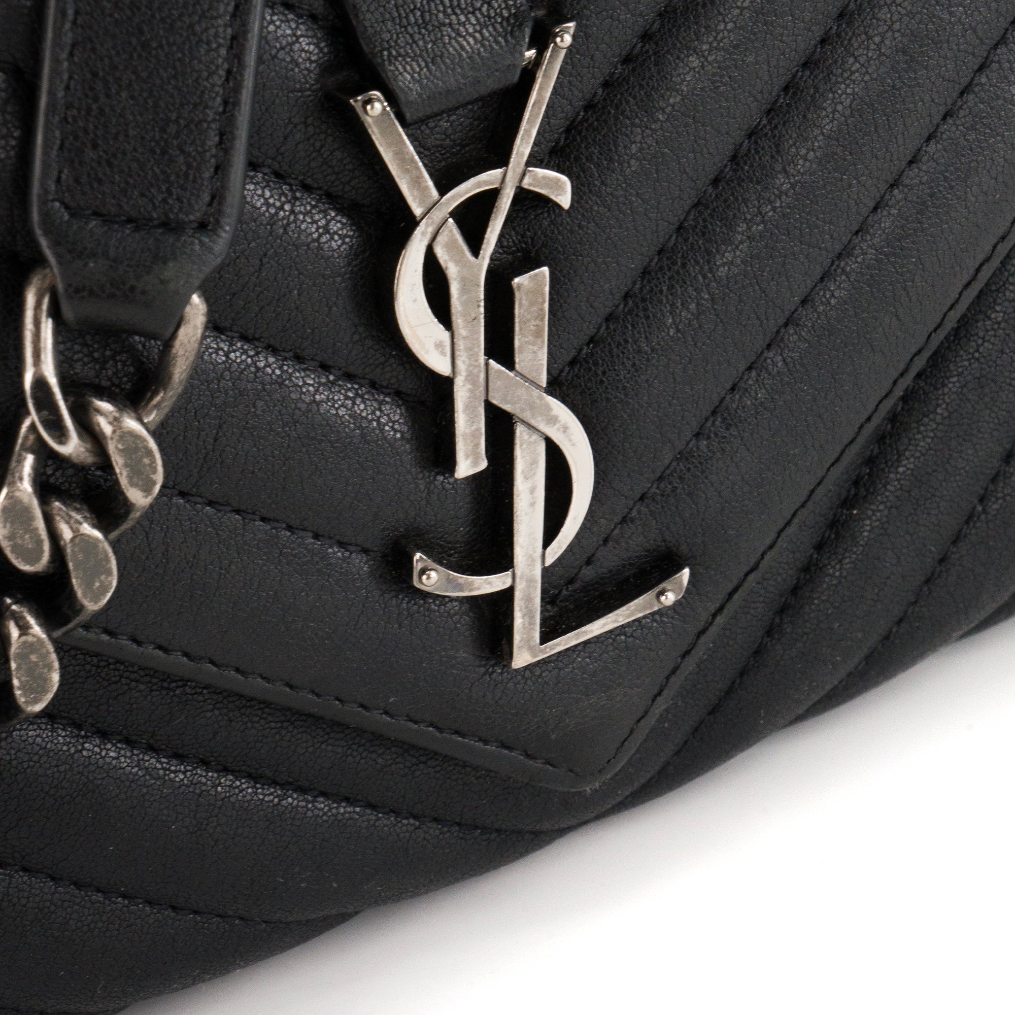 SAINT LAURENT - Sac à bandoulière Collège Saint Laurent en cuir grainé noir