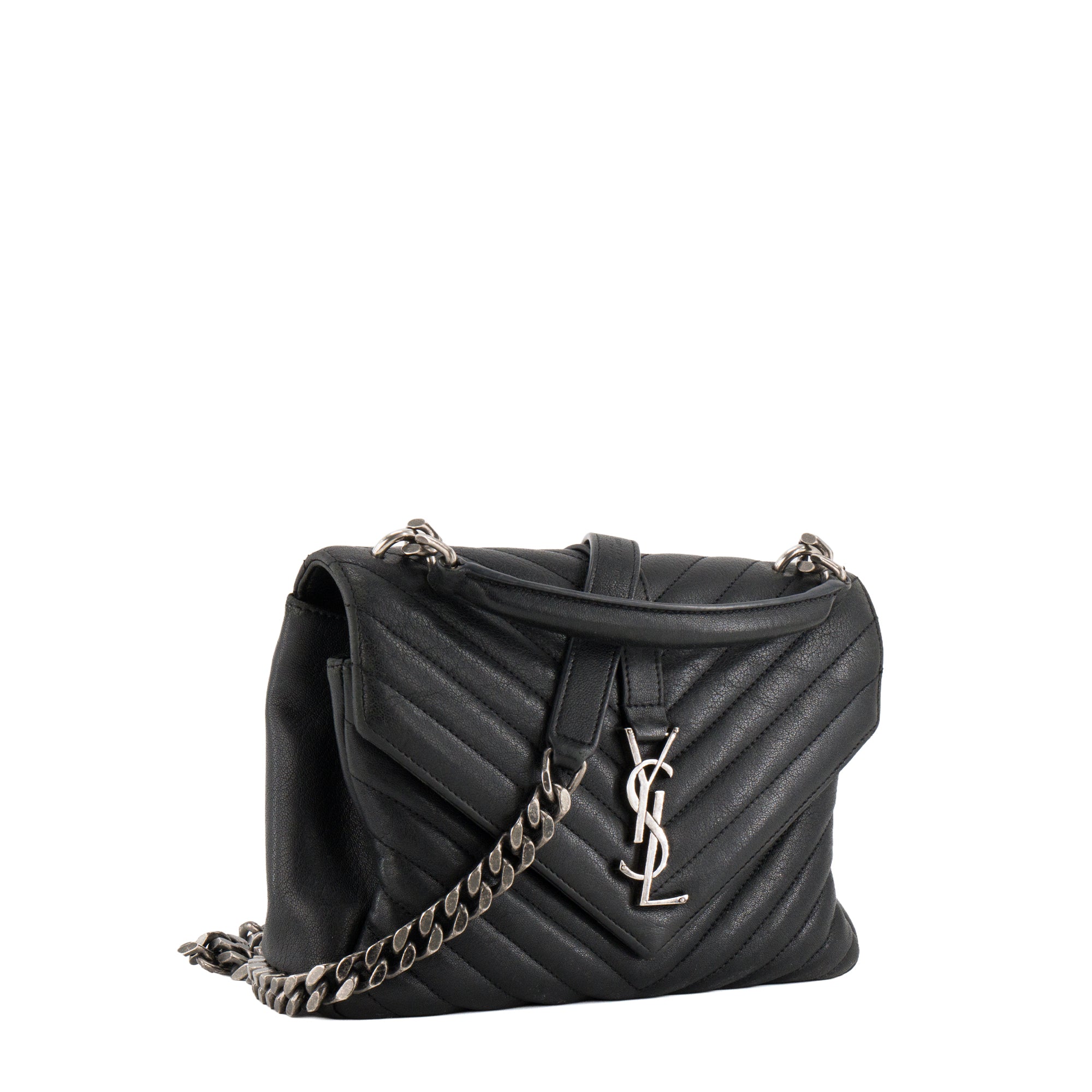 SAINT LAURENT - Sac à bandoulière Collège Saint Laurent en cuir grainé noir