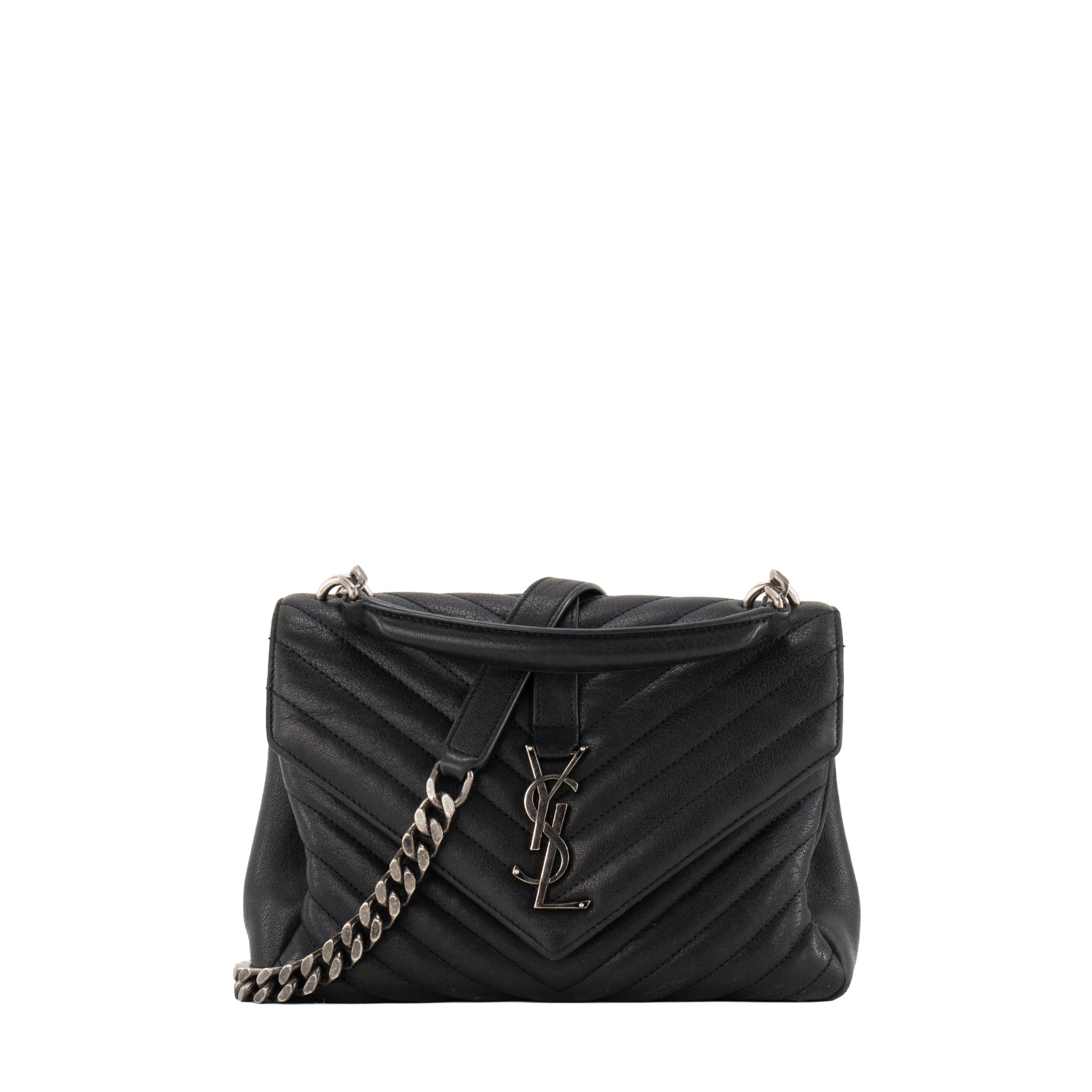 SAINT LAURENT - Sac à bandoulière Collège Saint Laurent en cuir grainé noir