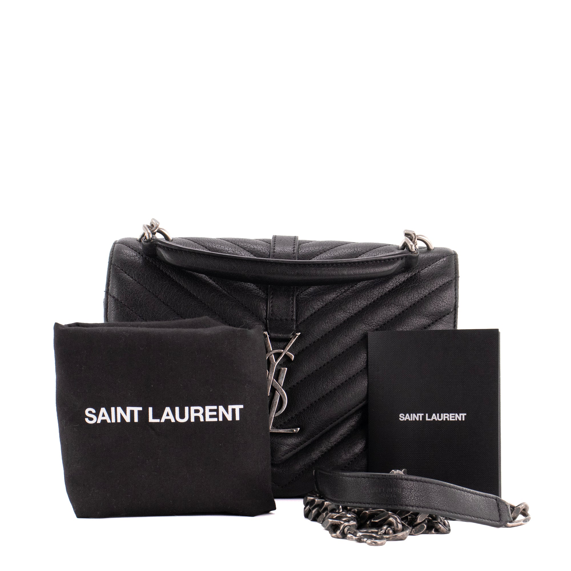 SAINT LAURENT - Sac à bandoulière Collège Saint Laurent en cuir grainé noir
