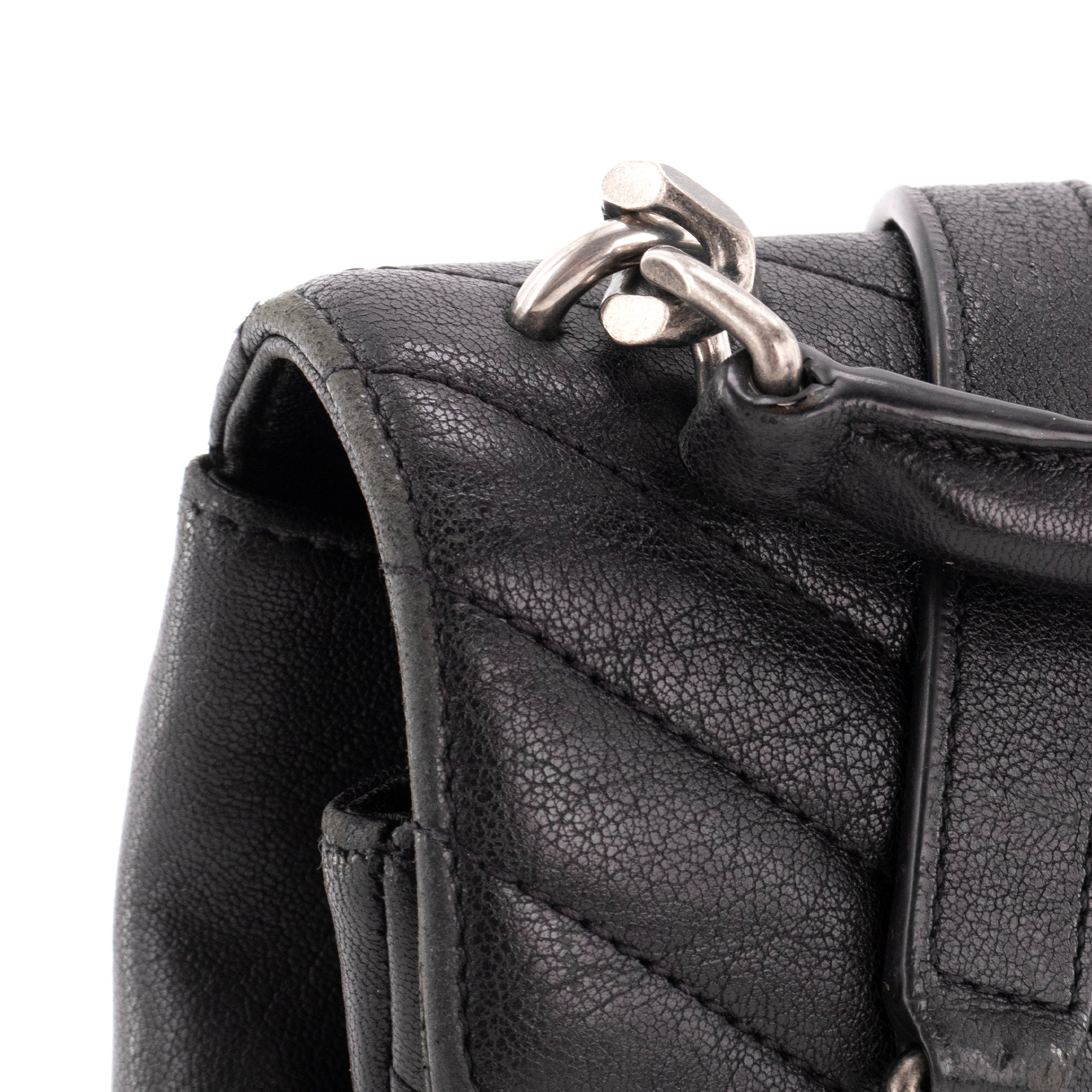 SAINT LAURENT - Sac à bandoulière Collège Saint Laurent en cuir grainé noir