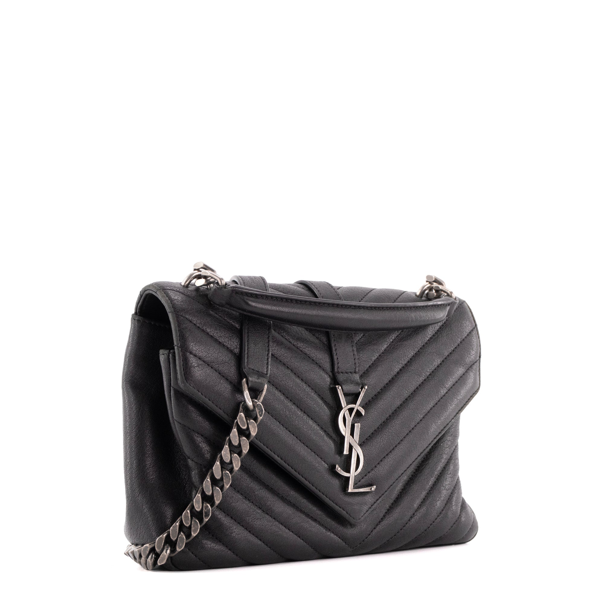 SAINT LAURENT - Sac à bandoulière Collège Saint Laurent en cuir grainé noir