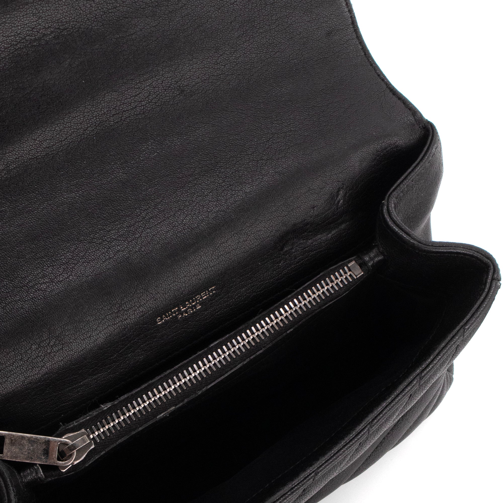 SAINT LAURENT - Sac à bandoulière Collège Saint Laurent en cuir grainé noir