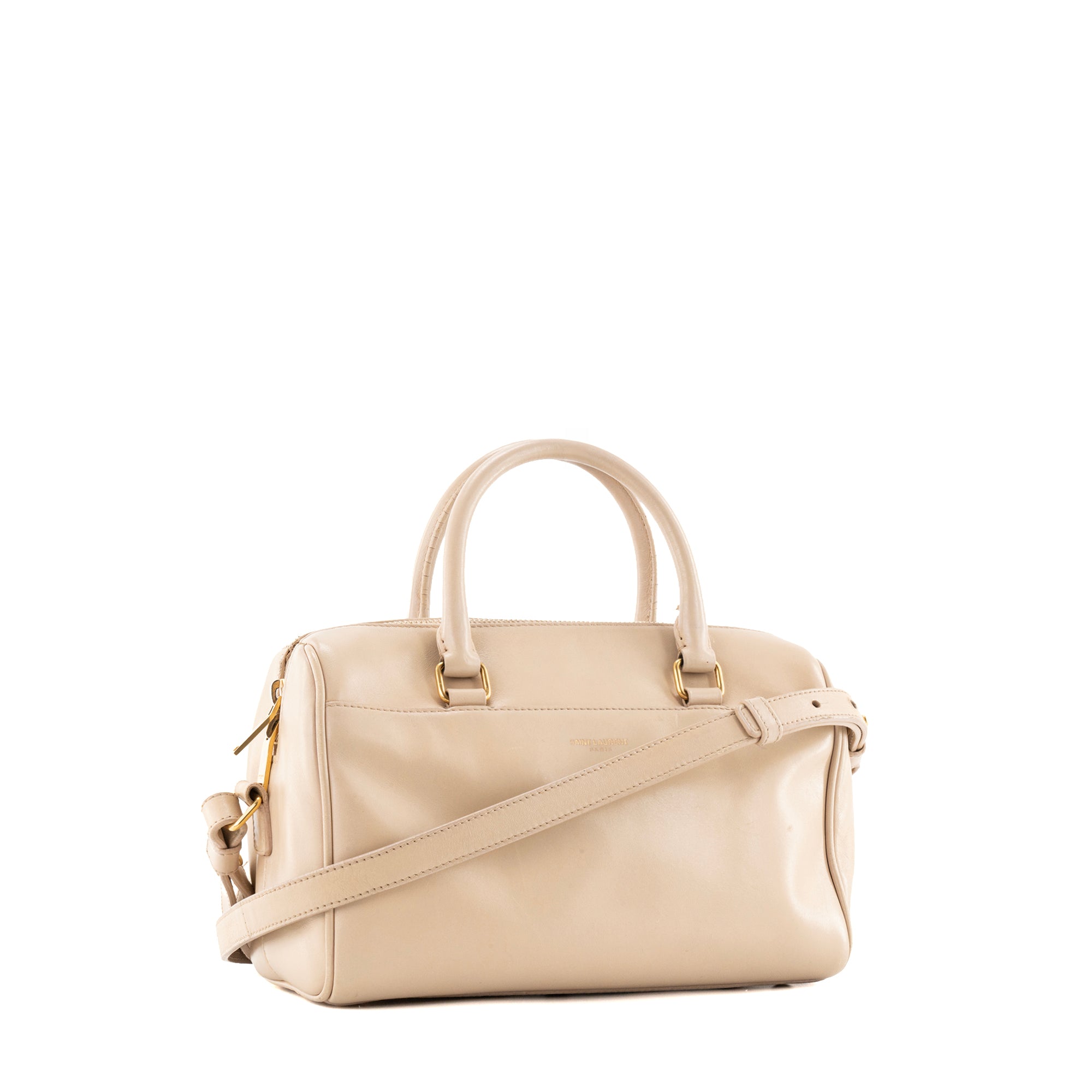 SAINT LAURENT - Sac à bandoulière Duffle Saint Laurent en cuir lisse beige