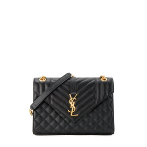 SAINT LAURENT - Sac à bandoulière Envelope Medium Saint Laurent en cuir grainé noir