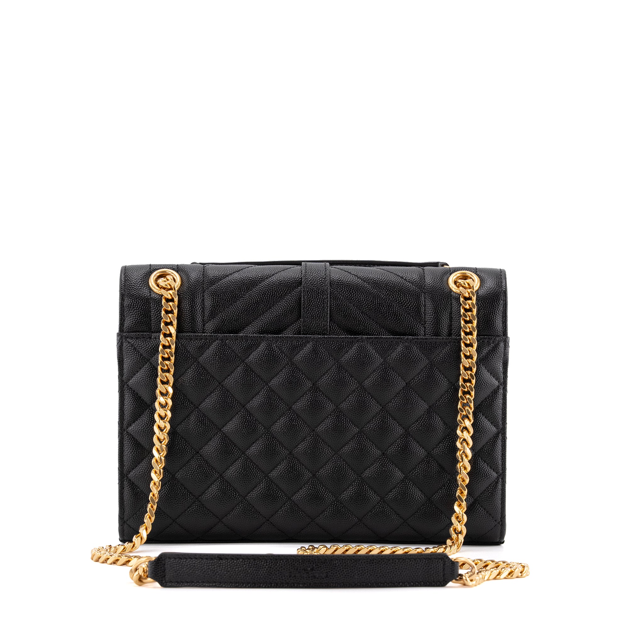 SAINT LAURENT - Sac à bandoulière Envelope medium Saint Laurent en cuir grainé noir