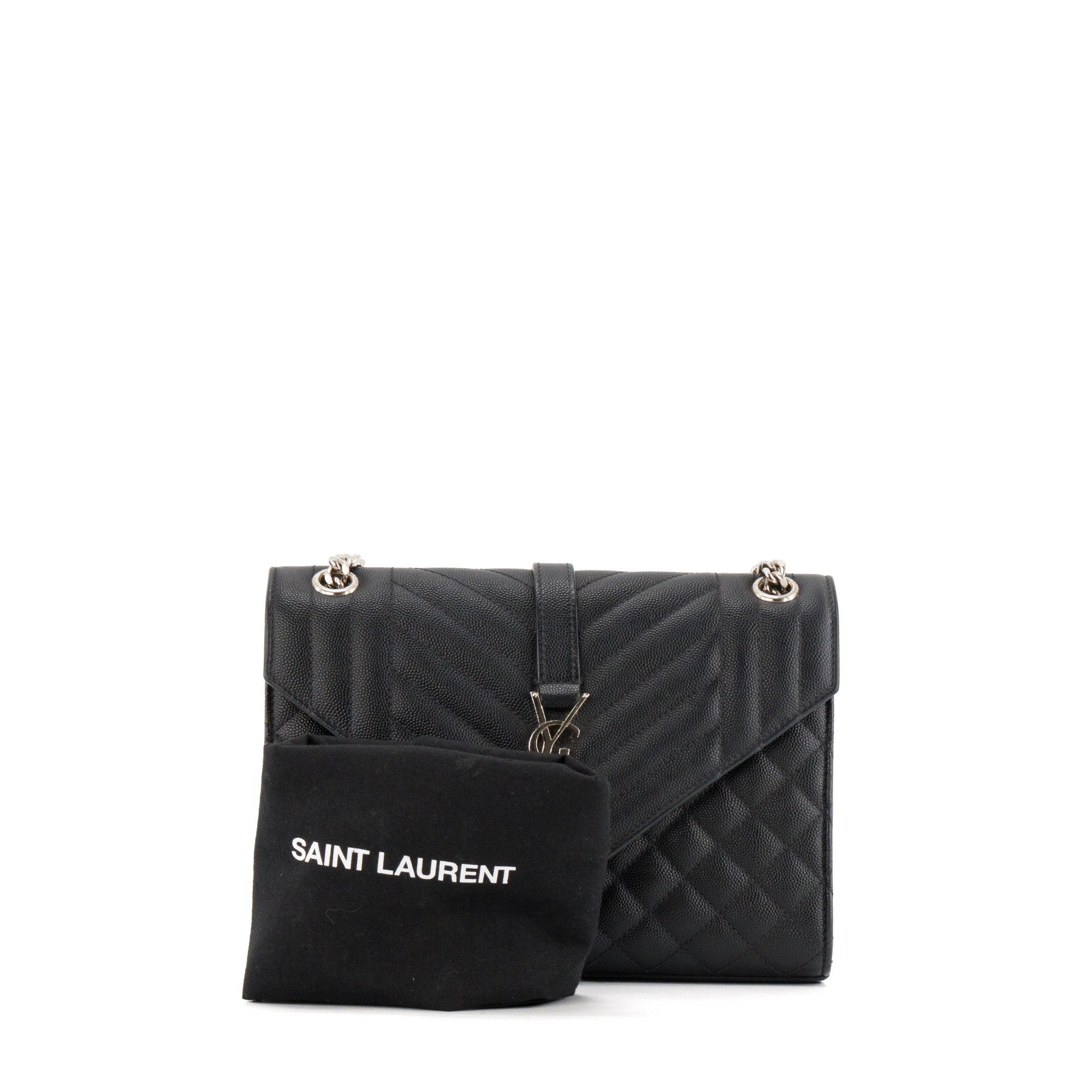 SAINT LAURENT - Sac à bandoulière Envelope MM Saint Laurent en cuir grainé noir