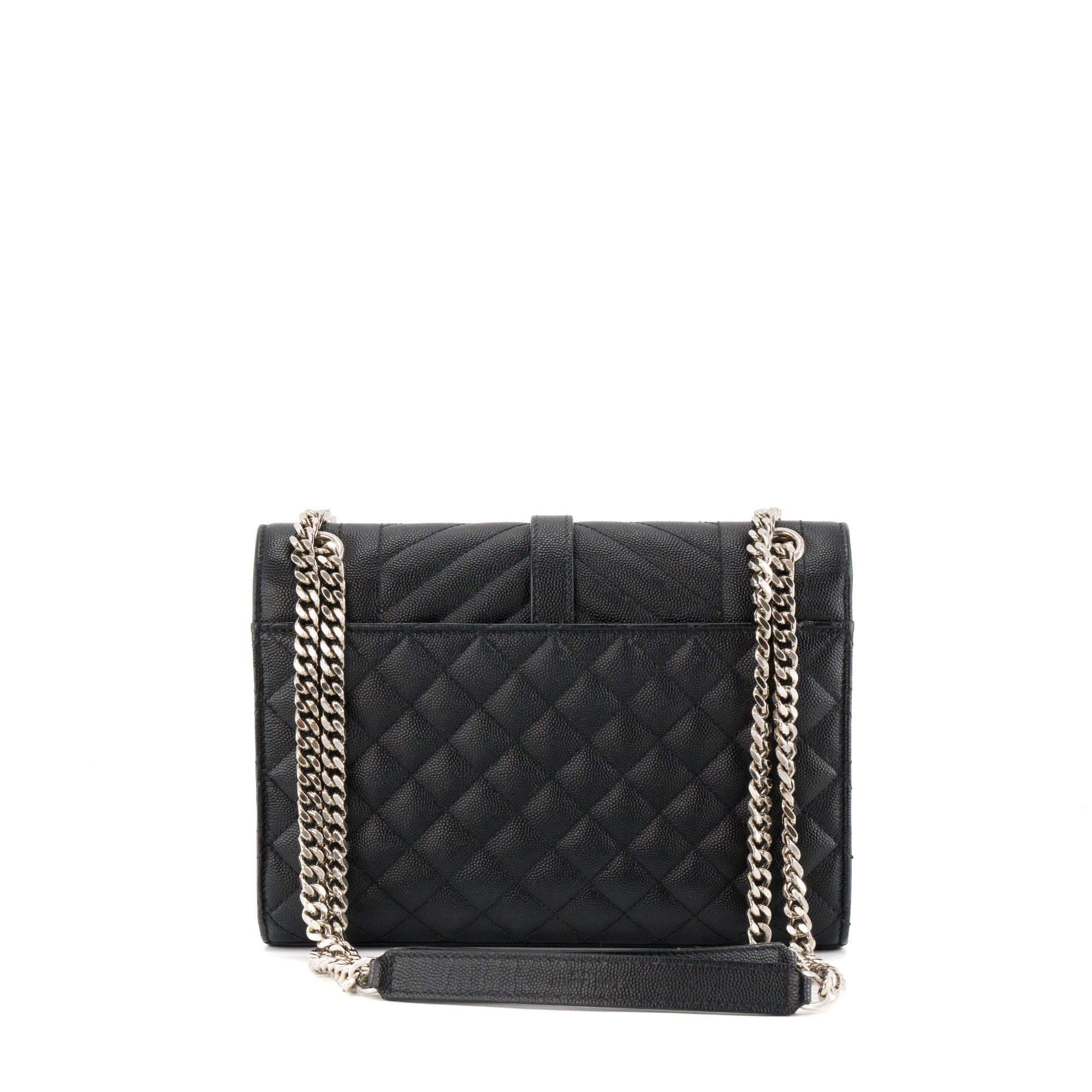 SAINT LAURENT - Sac à bandoulière Envelope MM Saint Laurent en cuir grainé noir