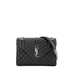 SAINT LAURENT - Sac à bandoulière Envelope MM Saint Laurent en cuir grainé noir