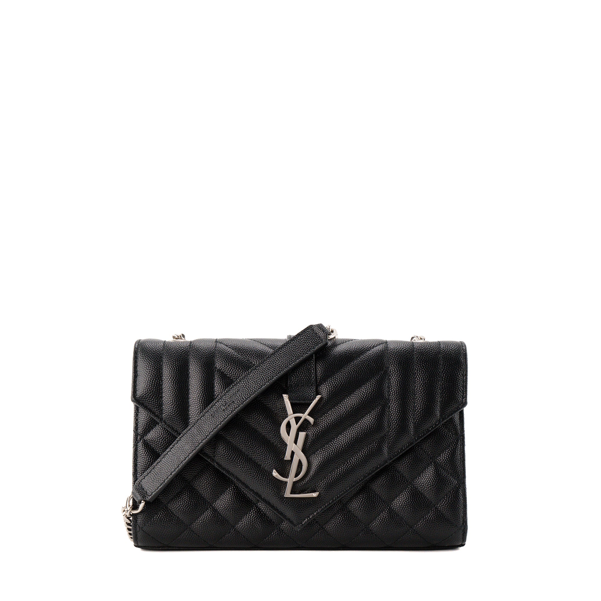 SAINT LAURENT - Sac à bandoulière Envelope Small Saint Laurent en cuir grainé noir