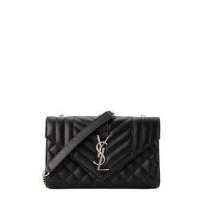 SAINT LAURENT - Sac à bandoulière Envelope Small Saint Laurent en cuir grainé noir