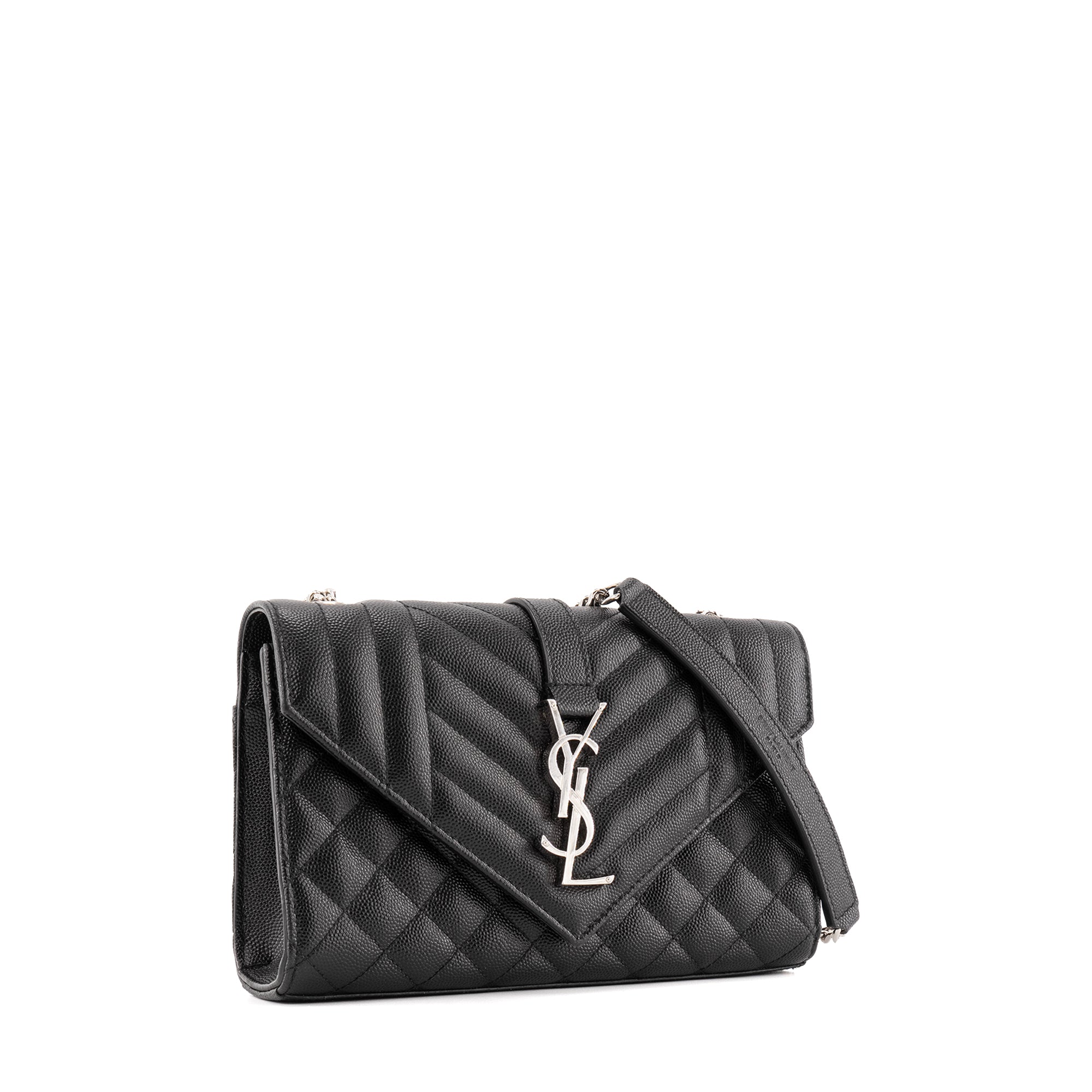 SAINT LAURENT - Sac à bandoulière Envelope small Saint Laurent en cuir grainé noir