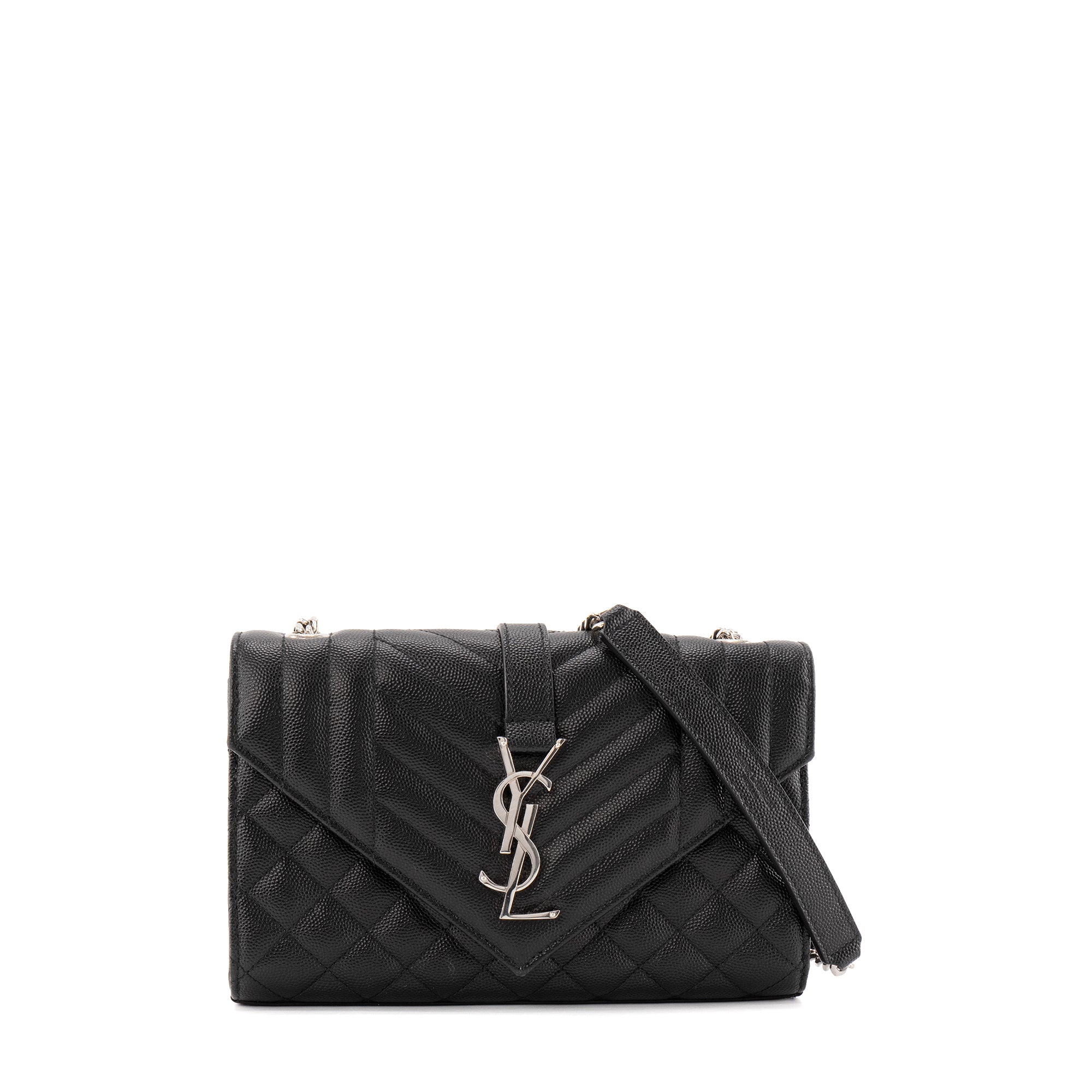 SAINT LAURENT - Sac à bandoulière Envelope small Saint Laurent en cuir grainé noir