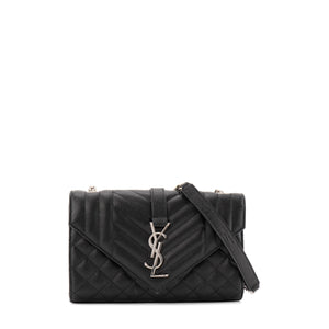 SAINT LAURENT - Sac à bandoulière Envelope small Saint Laurent en cuir grainé noir