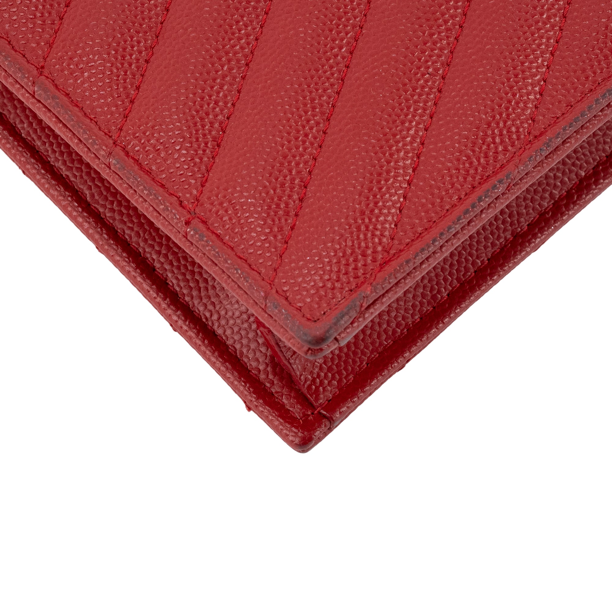 SAINT LAURENT - Sac à bandoulière Enveloppe Cassandre Saint Laurent en cuir grainé rouge