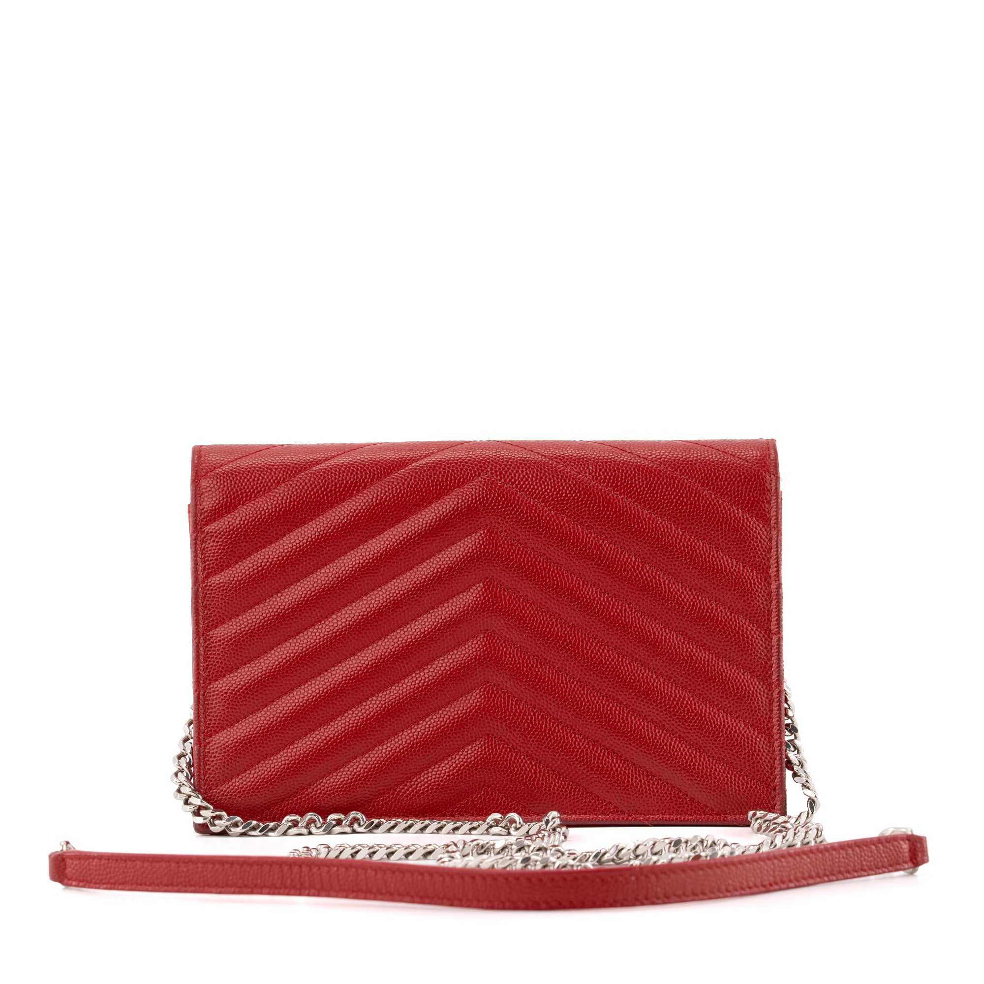 SAINT LAURENT - Sac à bandoulière Enveloppe Cassandre Saint Laurent en cuir grainé rouge