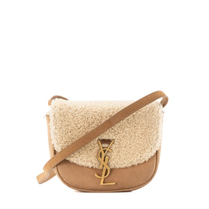 SAINT LAURENT - Sac à bandoulière Kaia Saint Laurent en shearling et daim marron