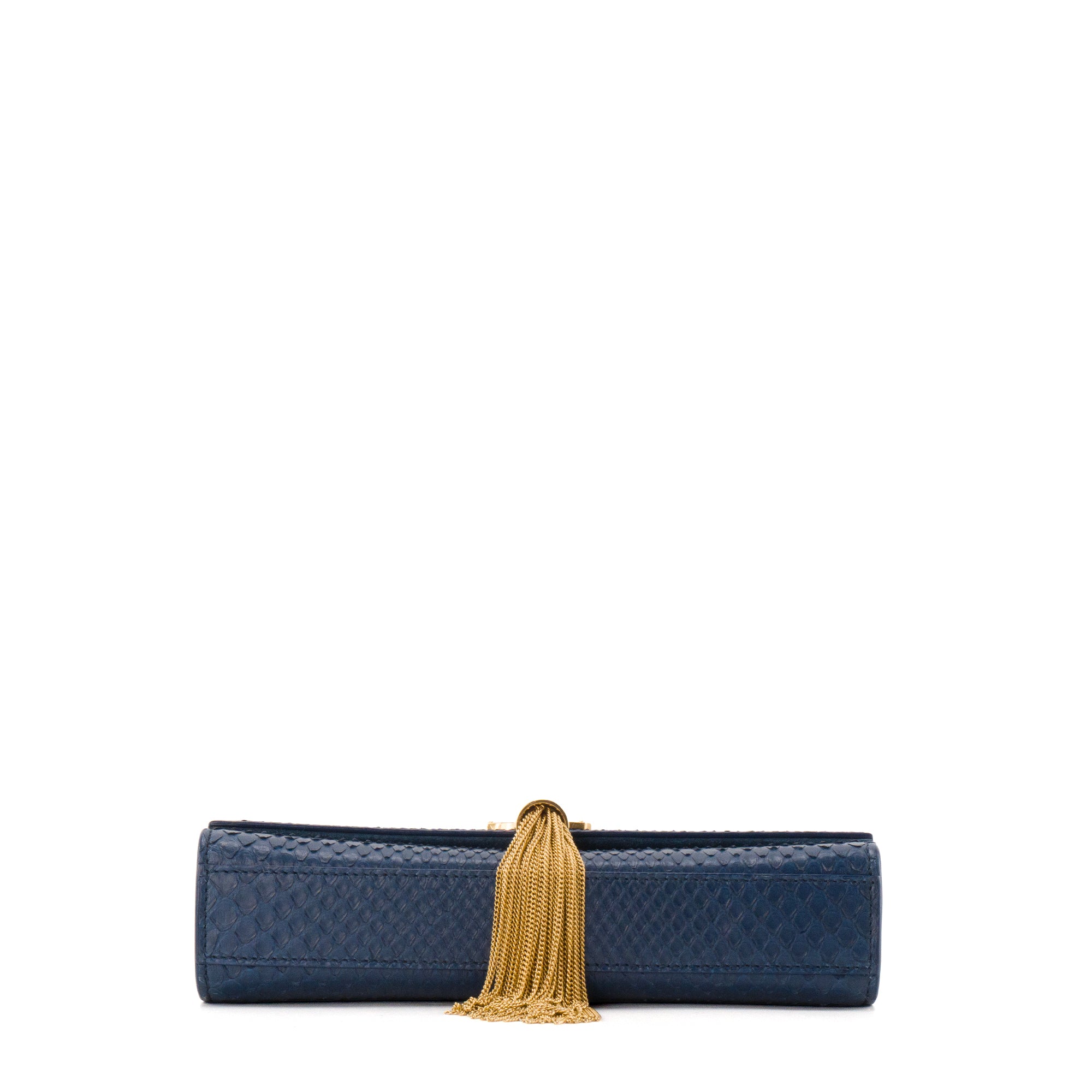 SAINT LAURENT - Sac à bandoulière Kate en cuir exotique python bleu marine