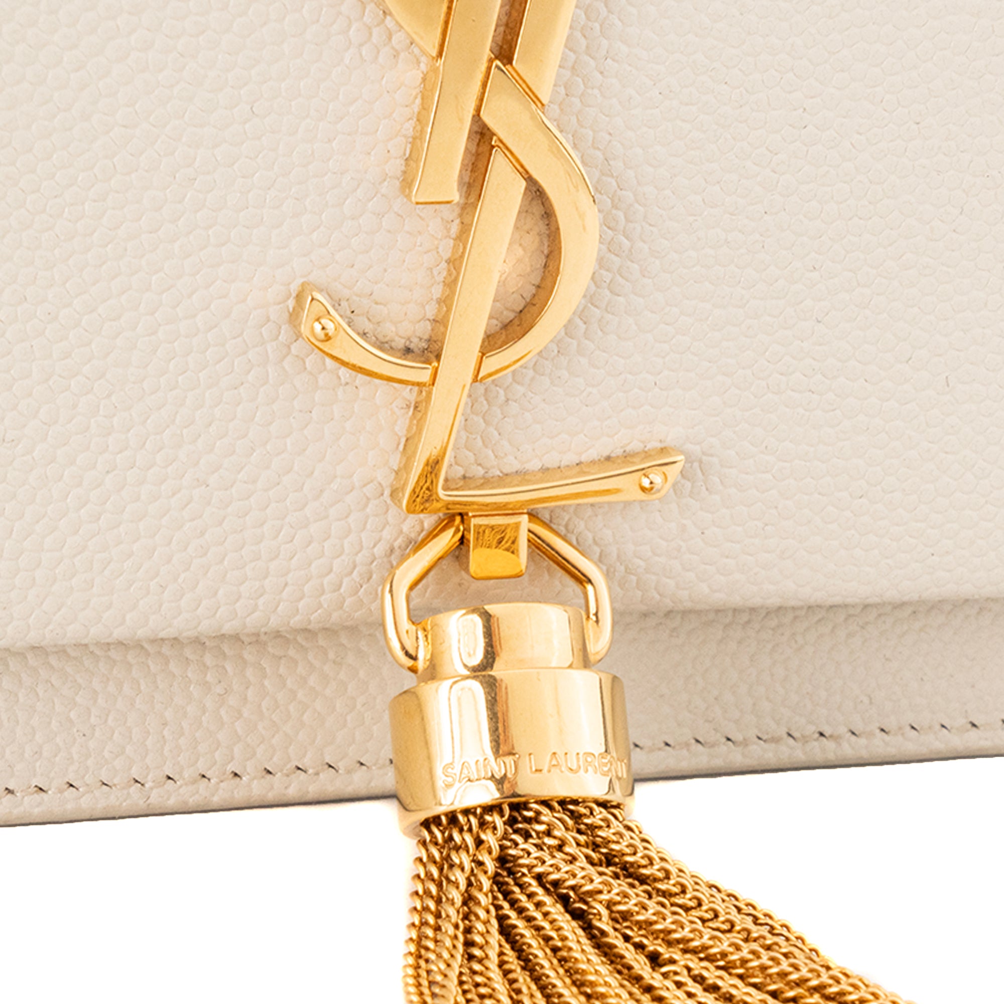 SAINT LAURENT - Sac à bandoulière Kate Saint Laurent en cuir grainé écru