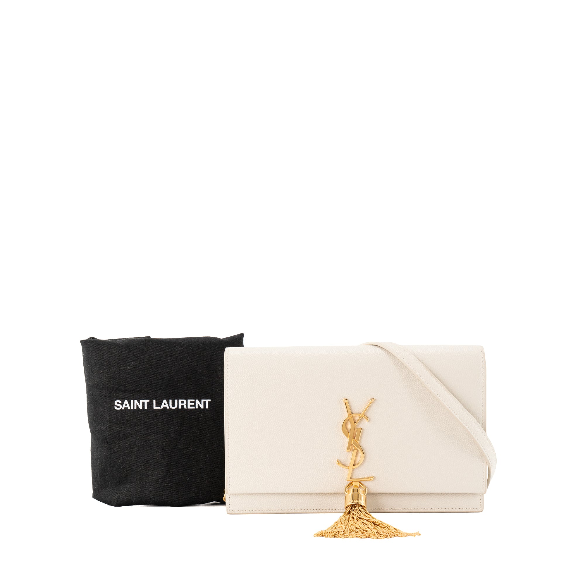 SAINT LAURENT - Sac à bandoulière Kate Saint Laurent en cuir grainé écru
