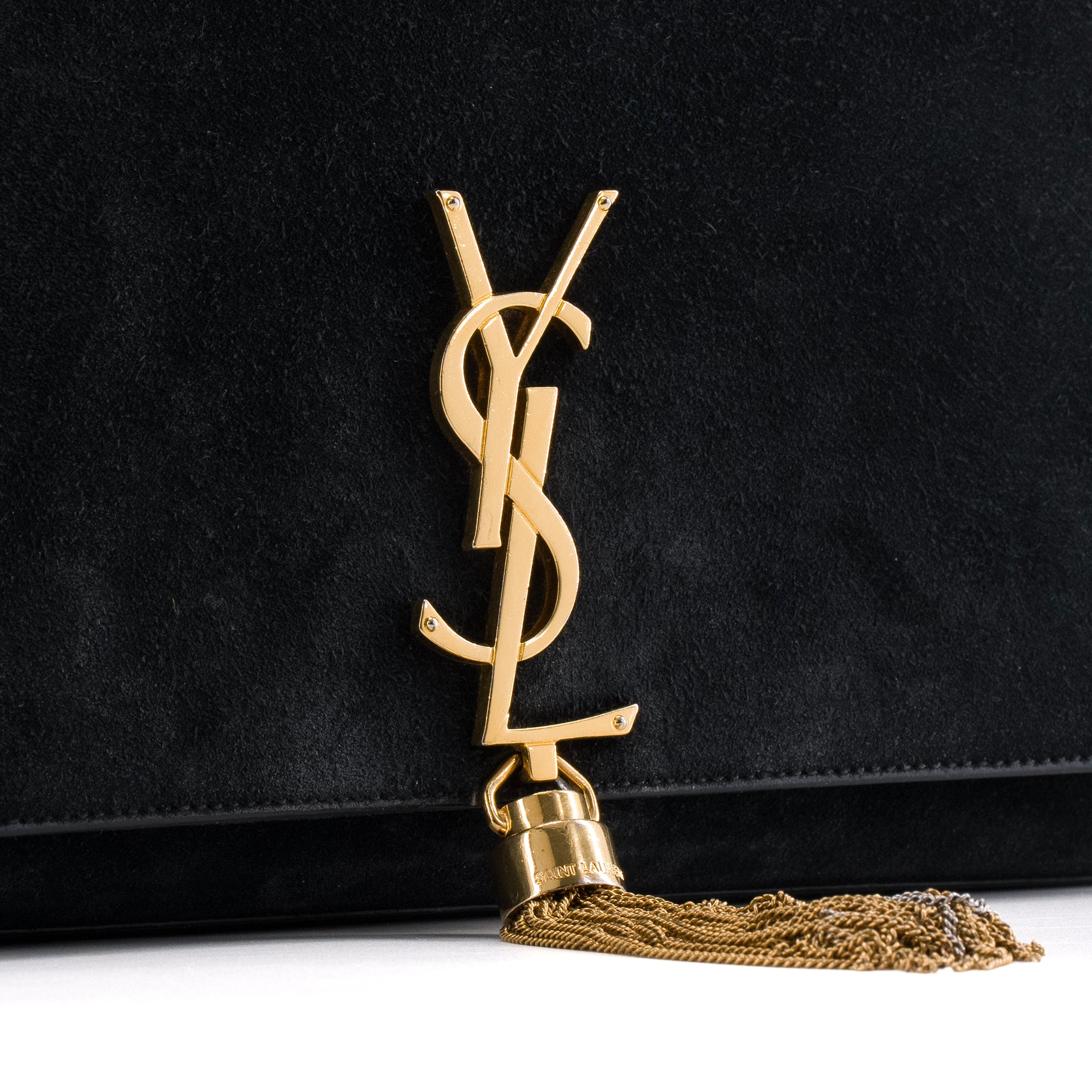 SAINT LAURENT - Sac à bandoulière Kate Tassel Saint Laurent en daim noir