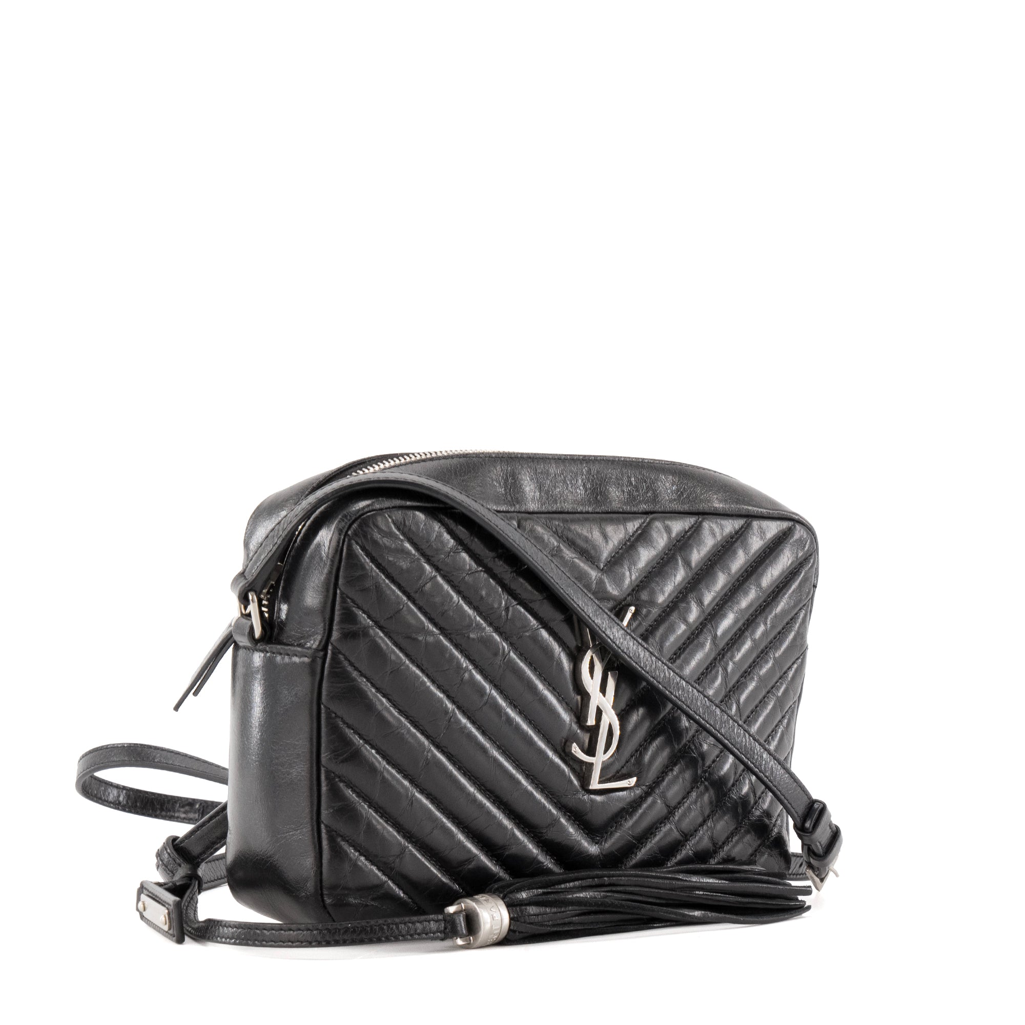SAINT LAURENT - Sac à bandoulière Lou Saint Laurent en cuir froissé glacé