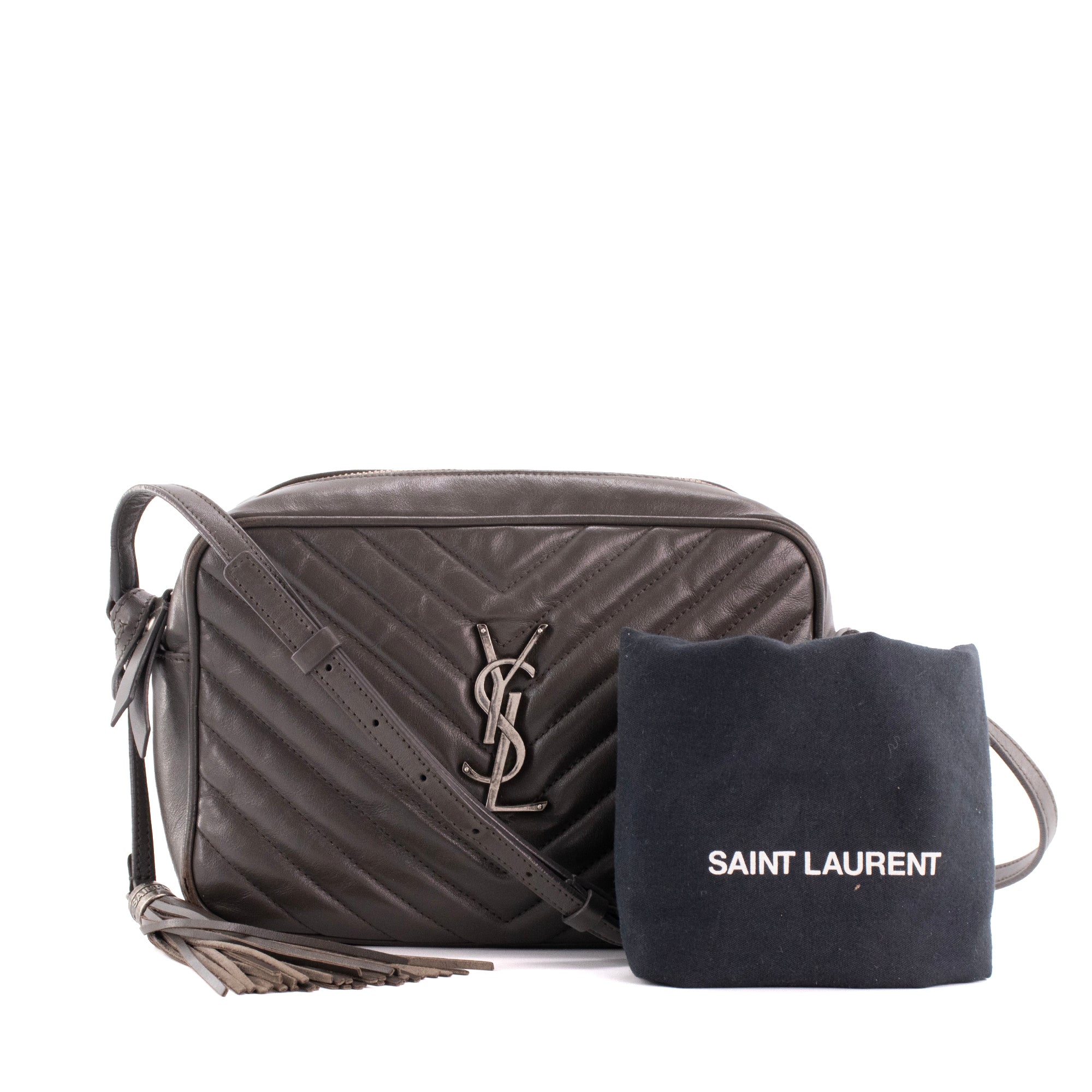 SAINT LAURENT - Sac à bandoulière Lou Saint Laurent en cuir gris