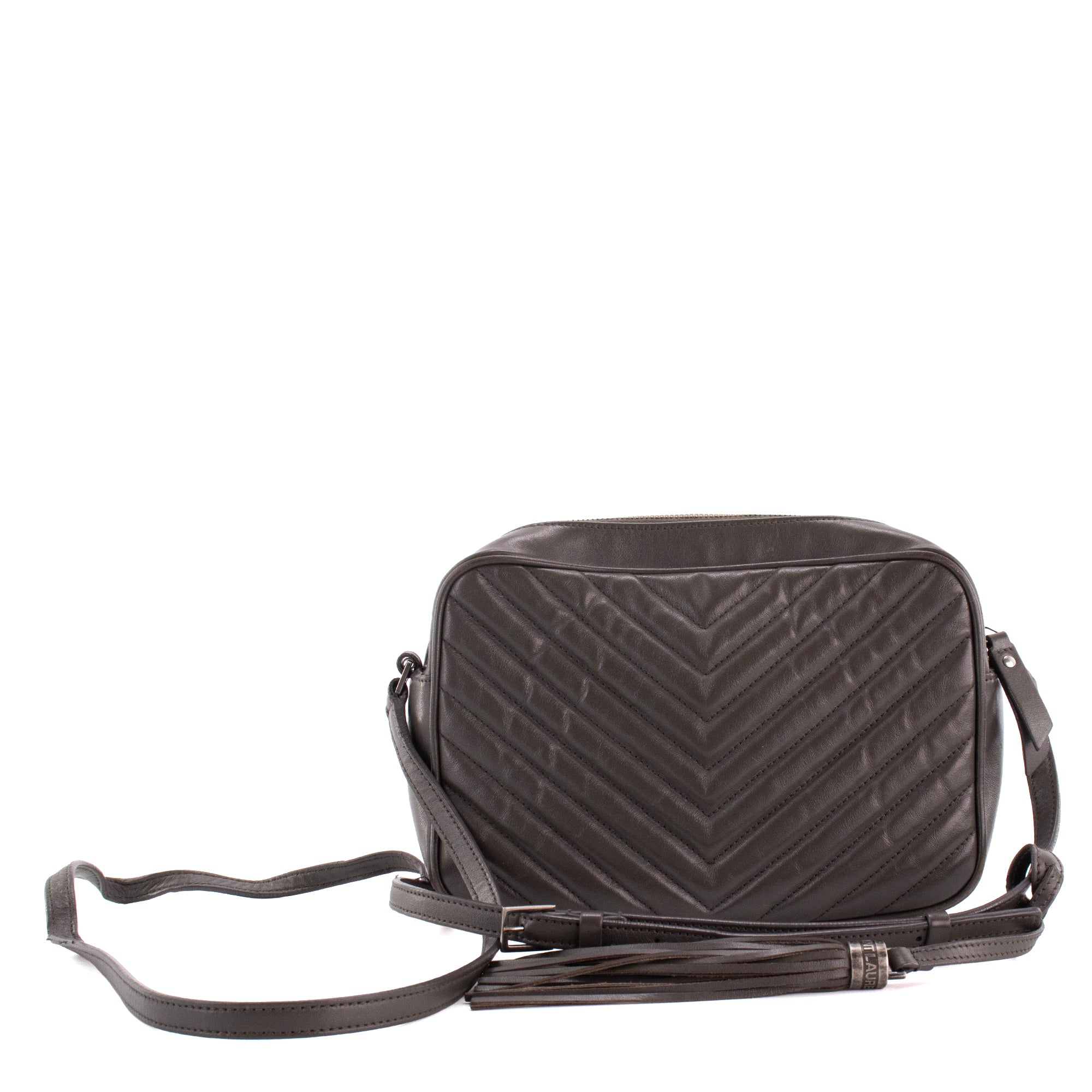 SAINT LAURENT - Sac à bandoulière Lou Saint Laurent en cuir gris