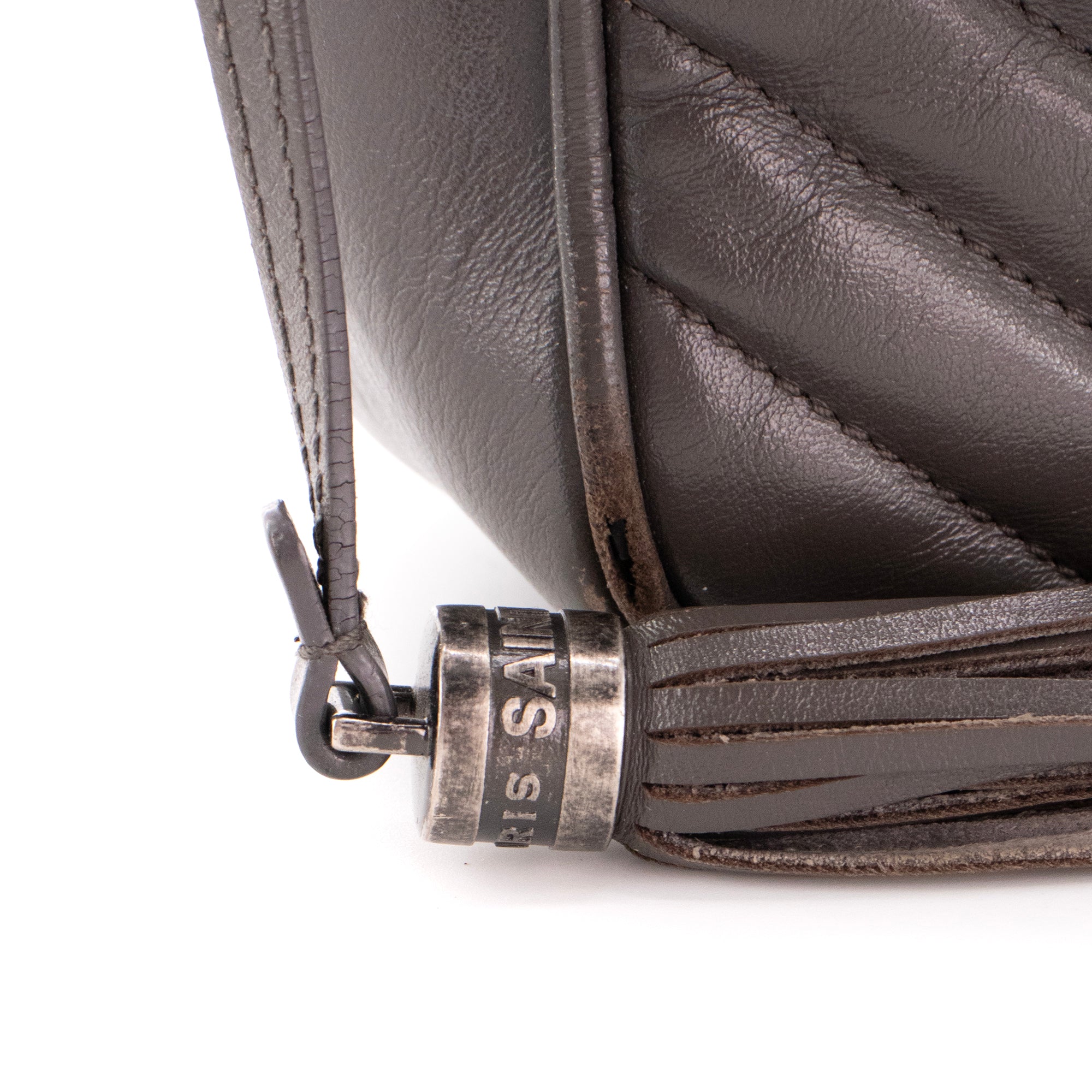 SAINT LAURENT - Sac à bandoulière Lou Saint Laurent en cuir gris