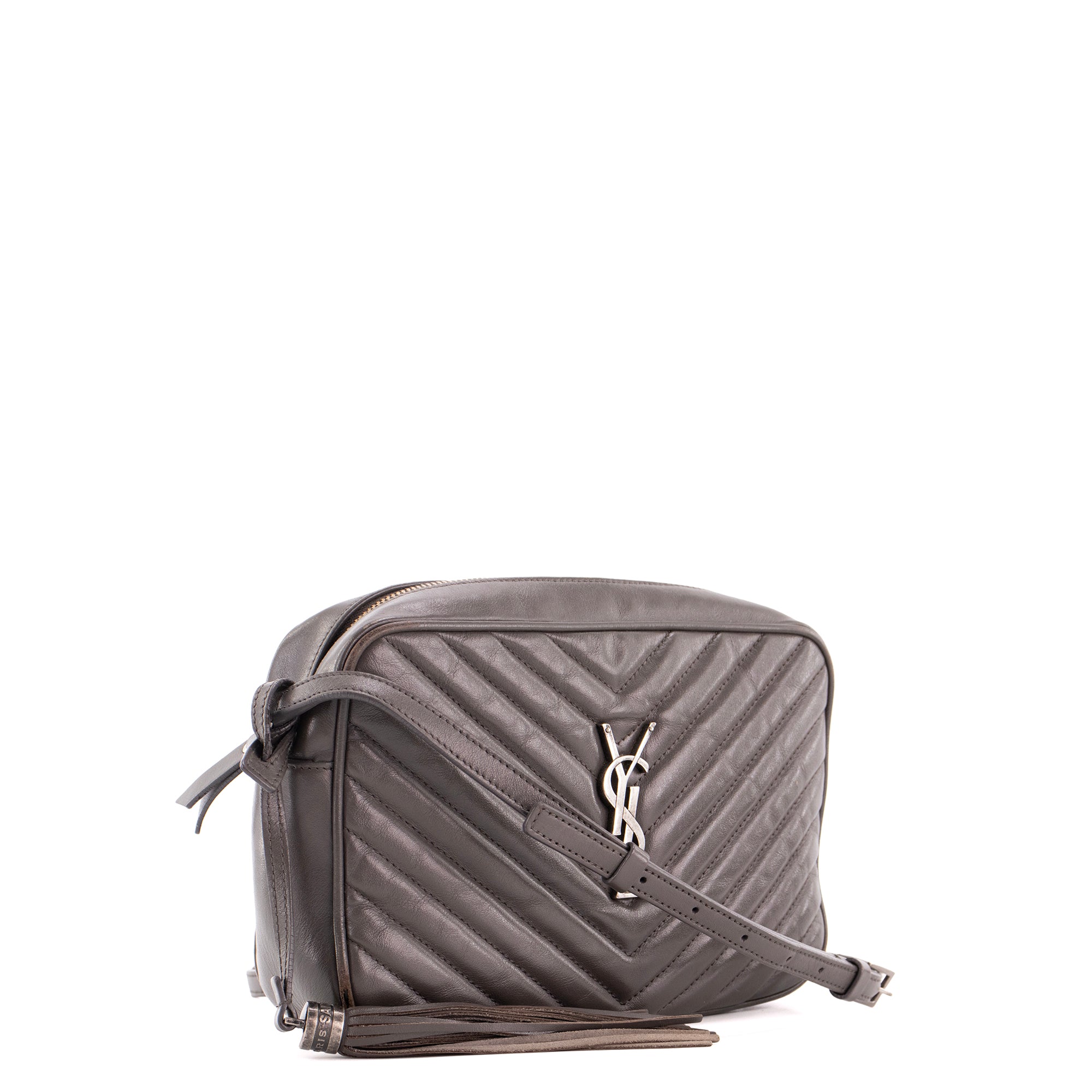 SAINT LAURENT - Sac à bandoulière Lou Saint Laurent en cuir gris