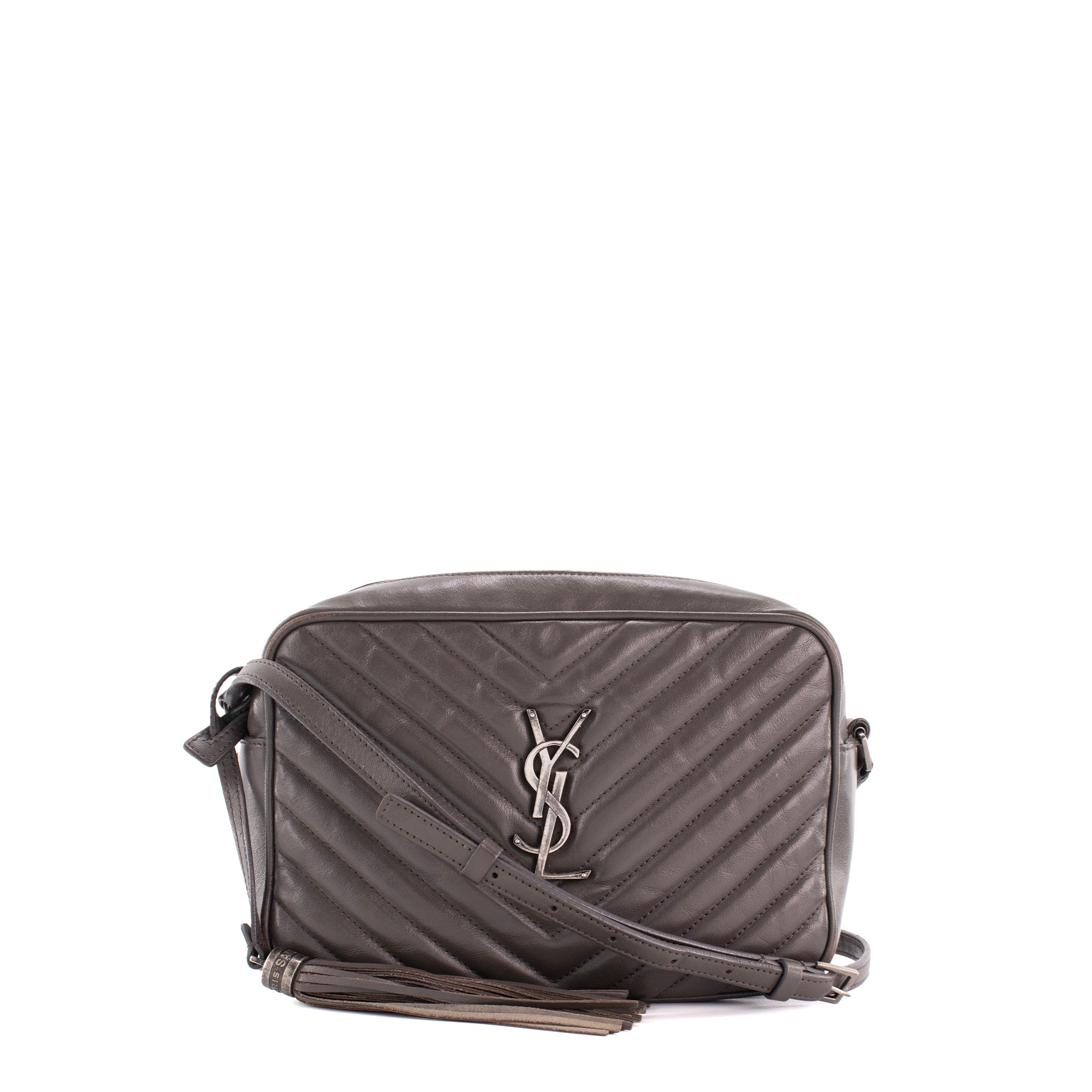 SAINT LAURENT - Sac à bandoulière Lou Saint Laurent en cuir gris