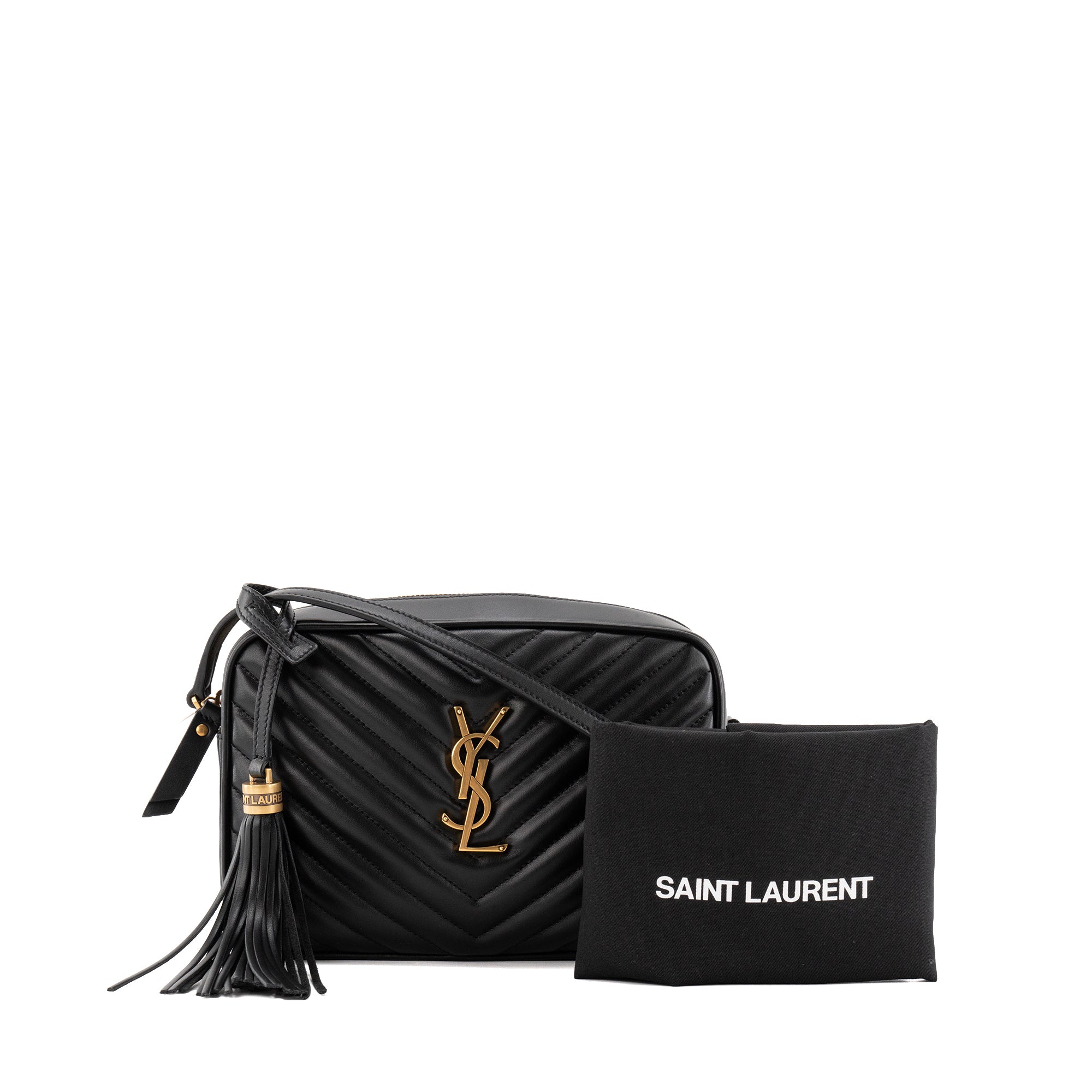SAINT LAURENT - Sac à bandoulière Lou Saint Laurent en cuir lisse noir
