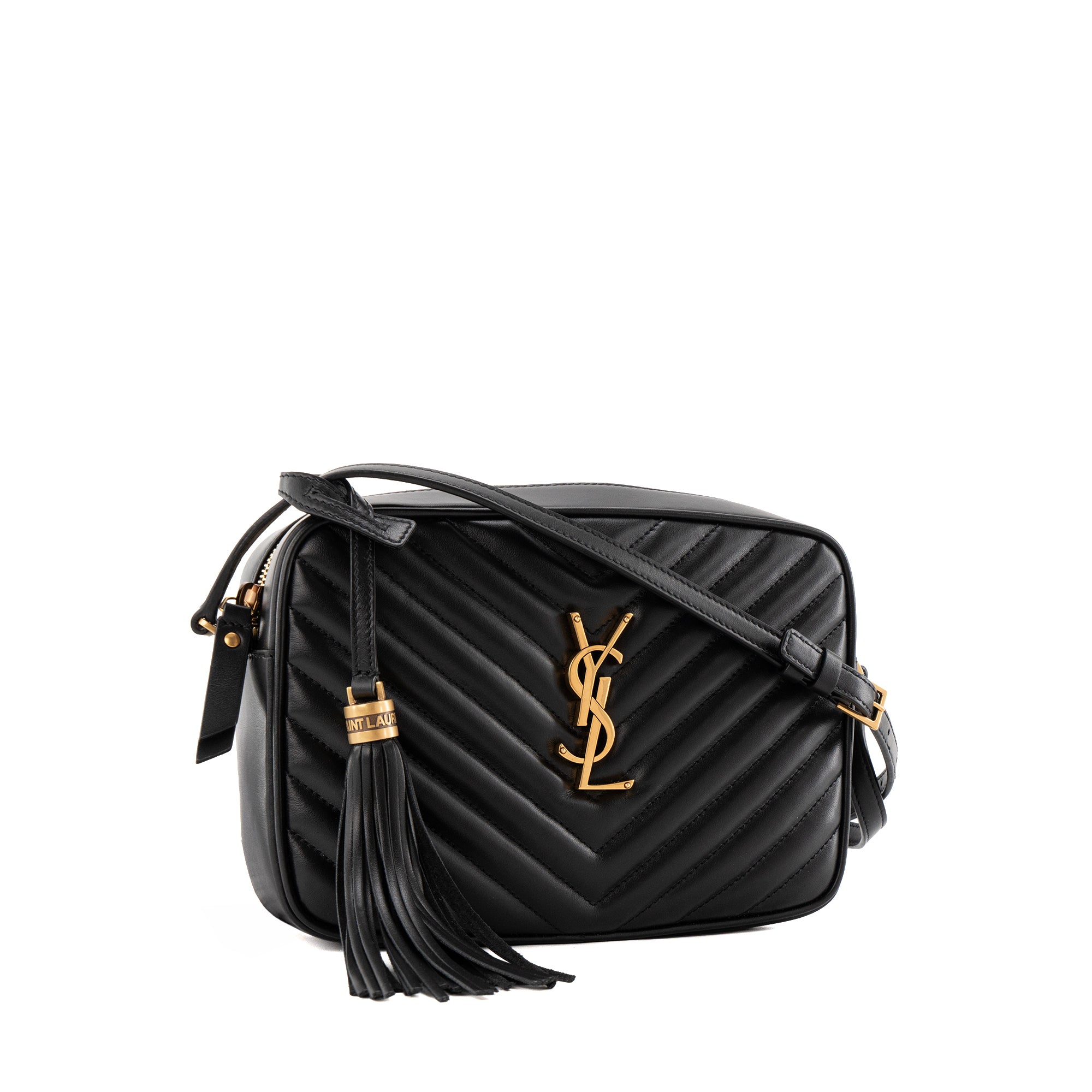 SAINT LAURENT - Sac à bandoulière Lou Saint Laurent en cuir lisse noir