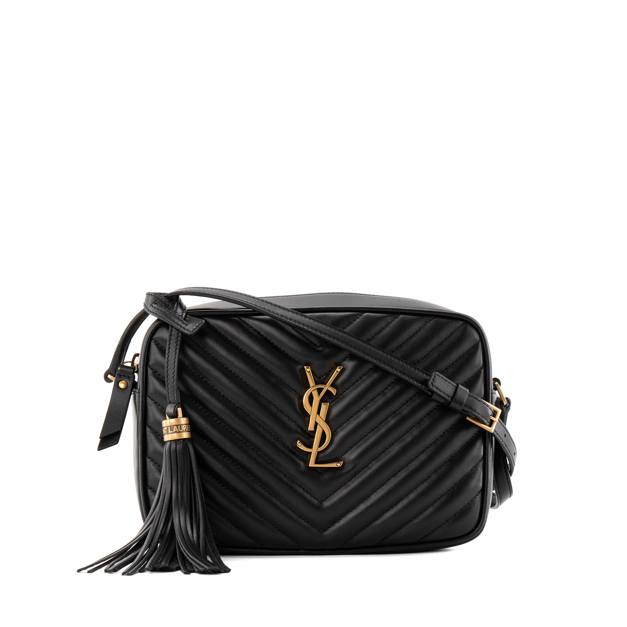 SAINT LAURENT - Sac à bandoulière Lou Saint Laurent en cuir lisse noir