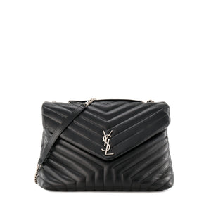SAINT LAURENT - Sac à bandoulière Loulou GM Saint Laurent en cuir lisse noir