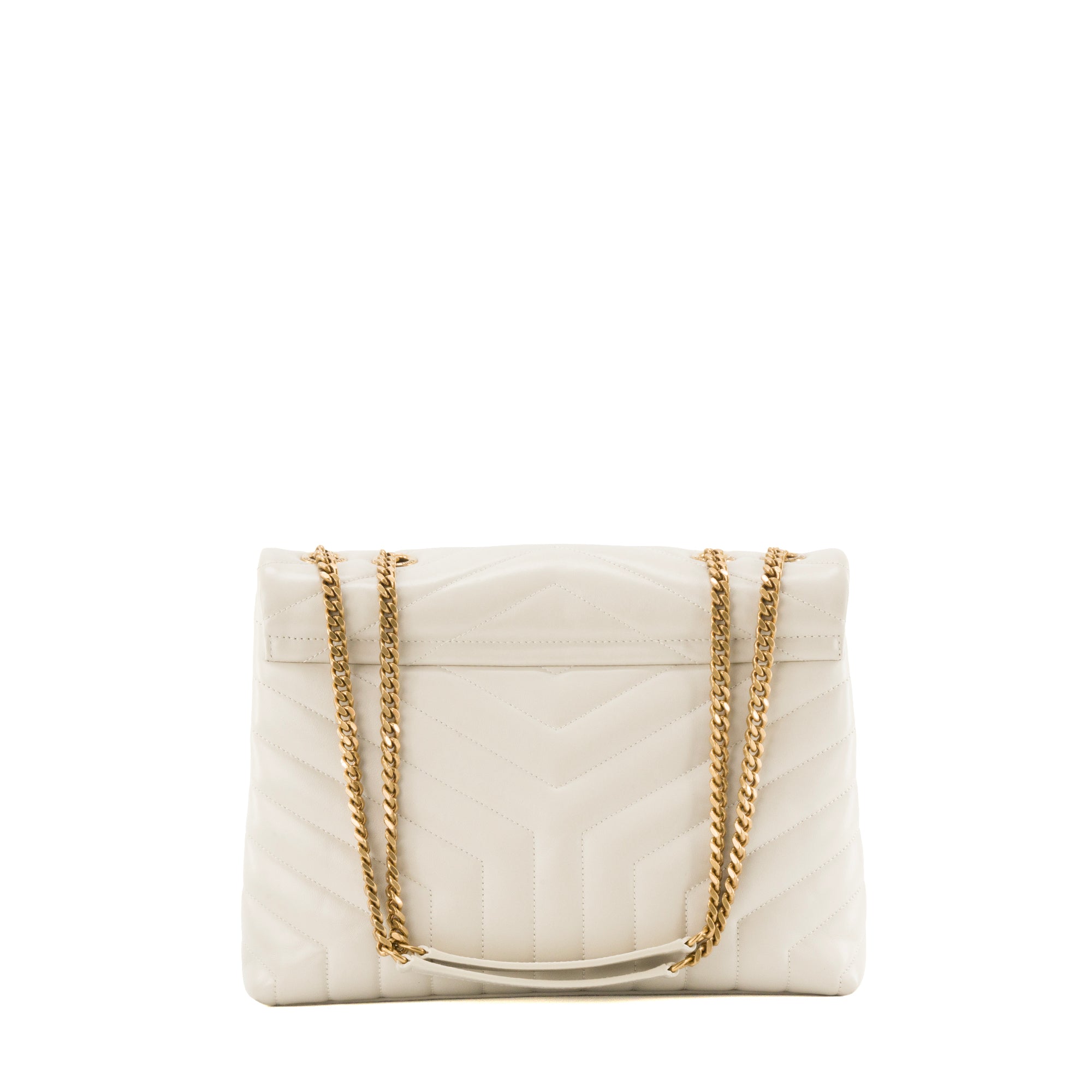 SAINT LAURENT - Sac à bandoulière Loulou medium Saint Laurent en cuir lisse écru