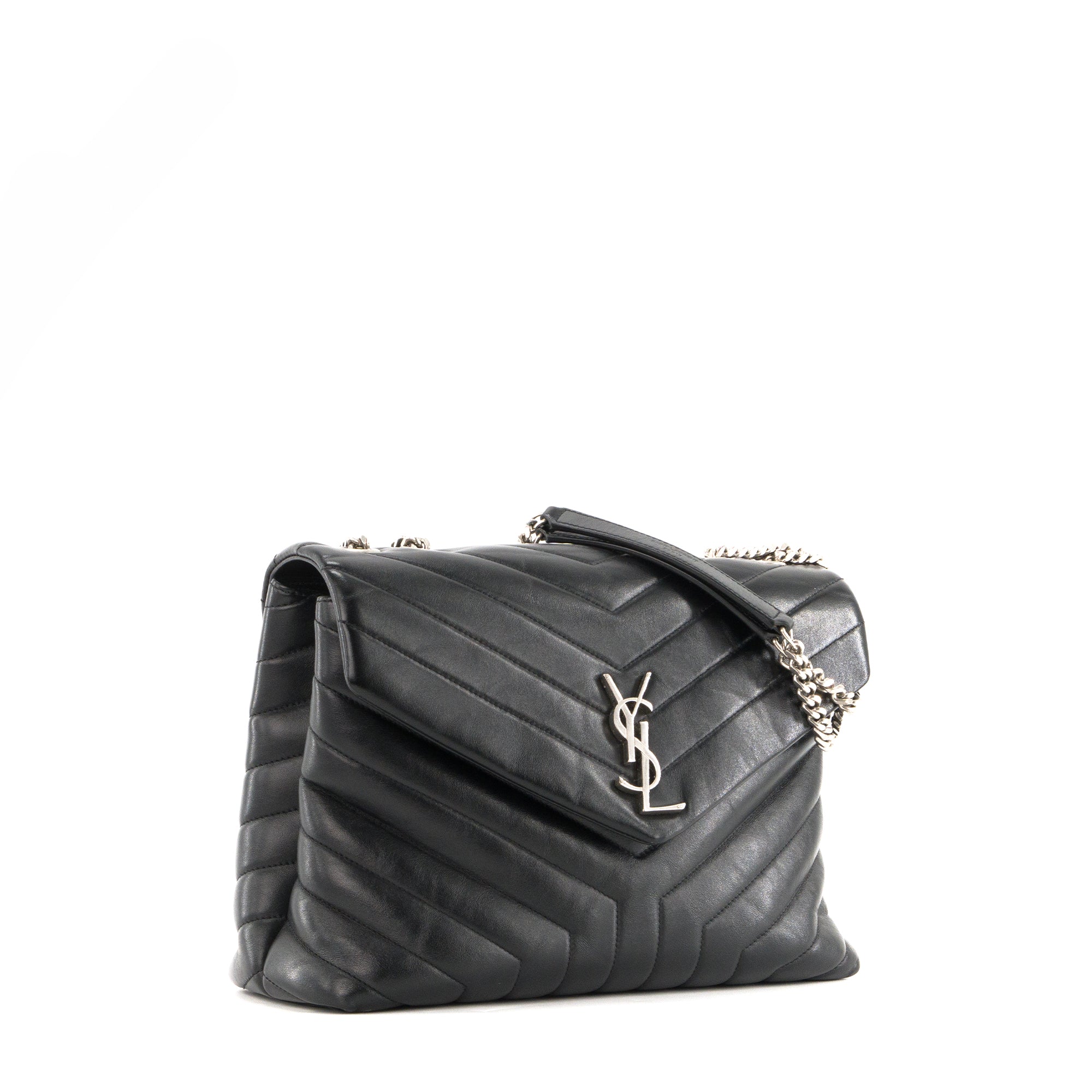 SAINT LAURENT - Sac à bandoulière Loulou Medium Saint Laurent en cuir lisse noir