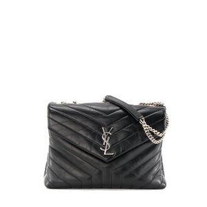 SAINT LAURENT - Sac à bandoulière Loulou Medium Saint Laurent en cuir lisse noir
