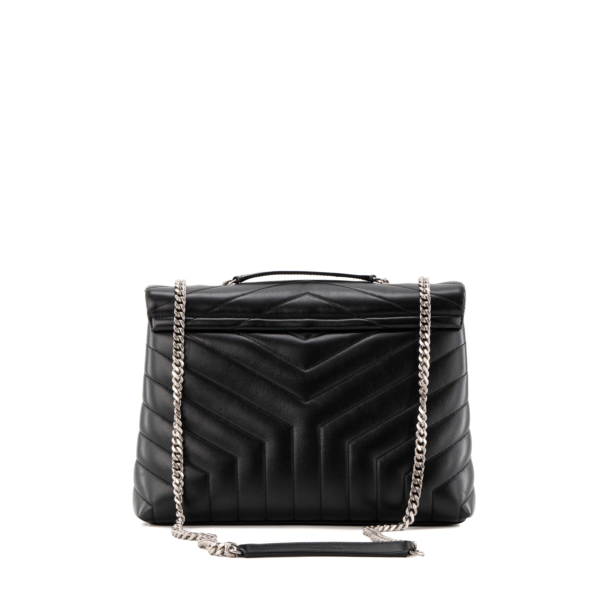 SAINT LAURENT - Sac à bandoulière Loulou Médium Saint Laurent en cuir lisse noir