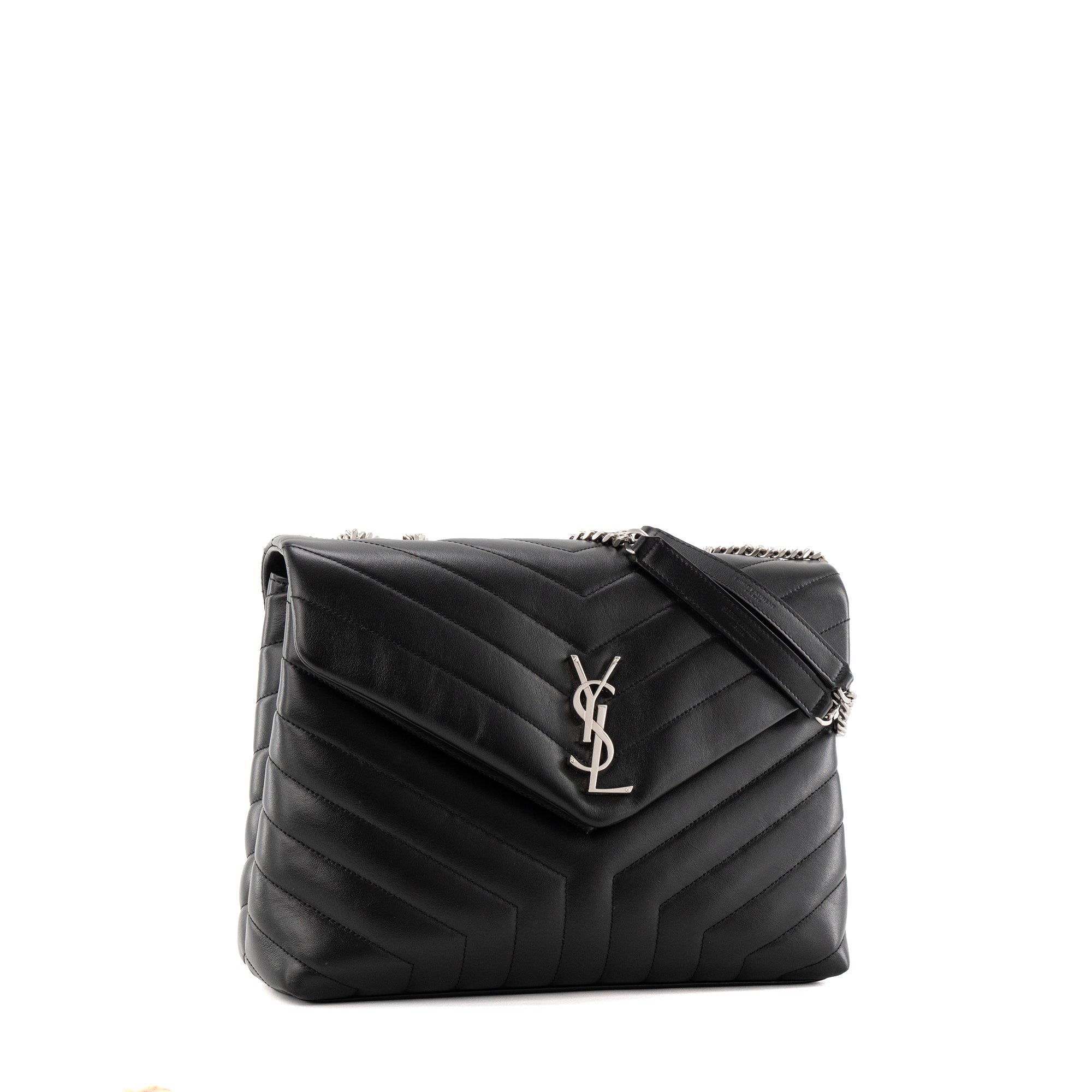 SAINT LAURENT - Sac à bandoulière Loulou Médium Saint Laurent en cuir lisse noir