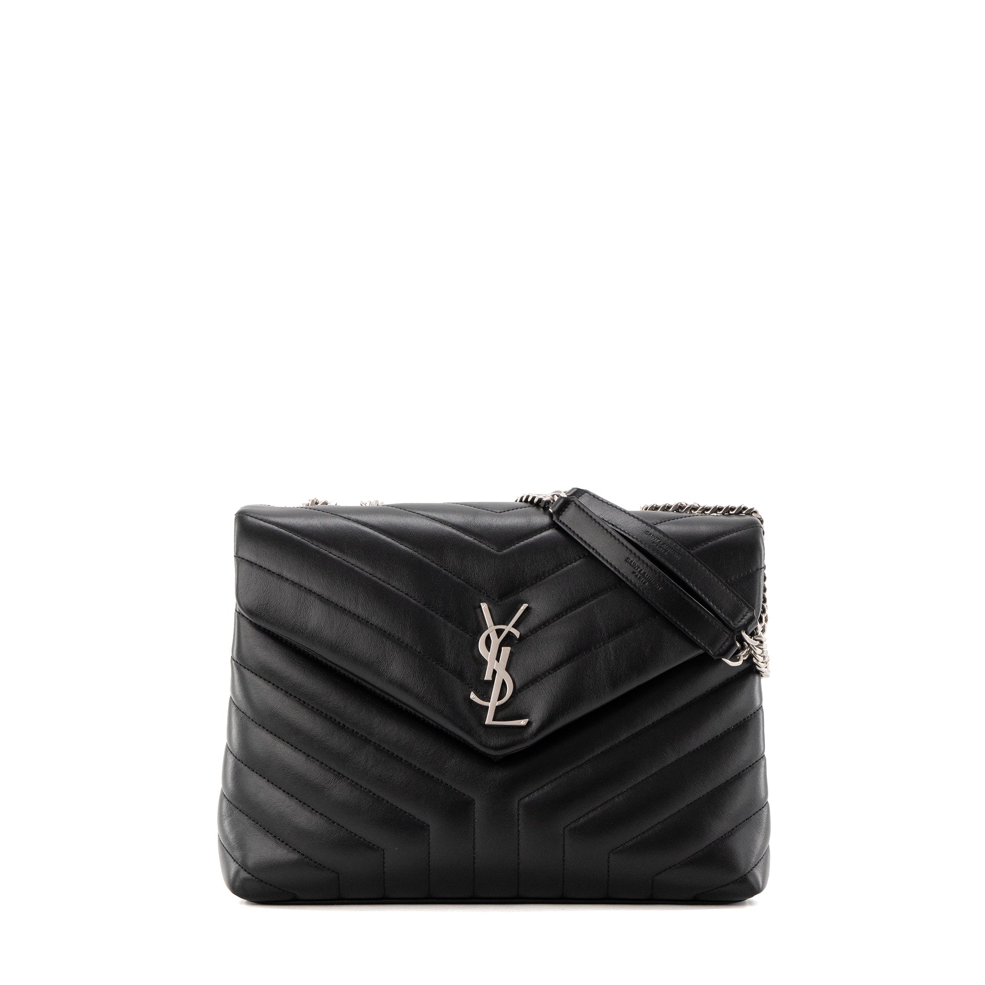 SAINT LAURENT - Sac à bandoulière Loulou Médium Saint Laurent en cuir lisse noir