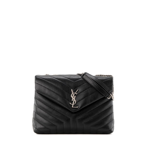 SAINT LAURENT - Sac à bandoulière Loulou Médium Saint Laurent en cuir lisse noir