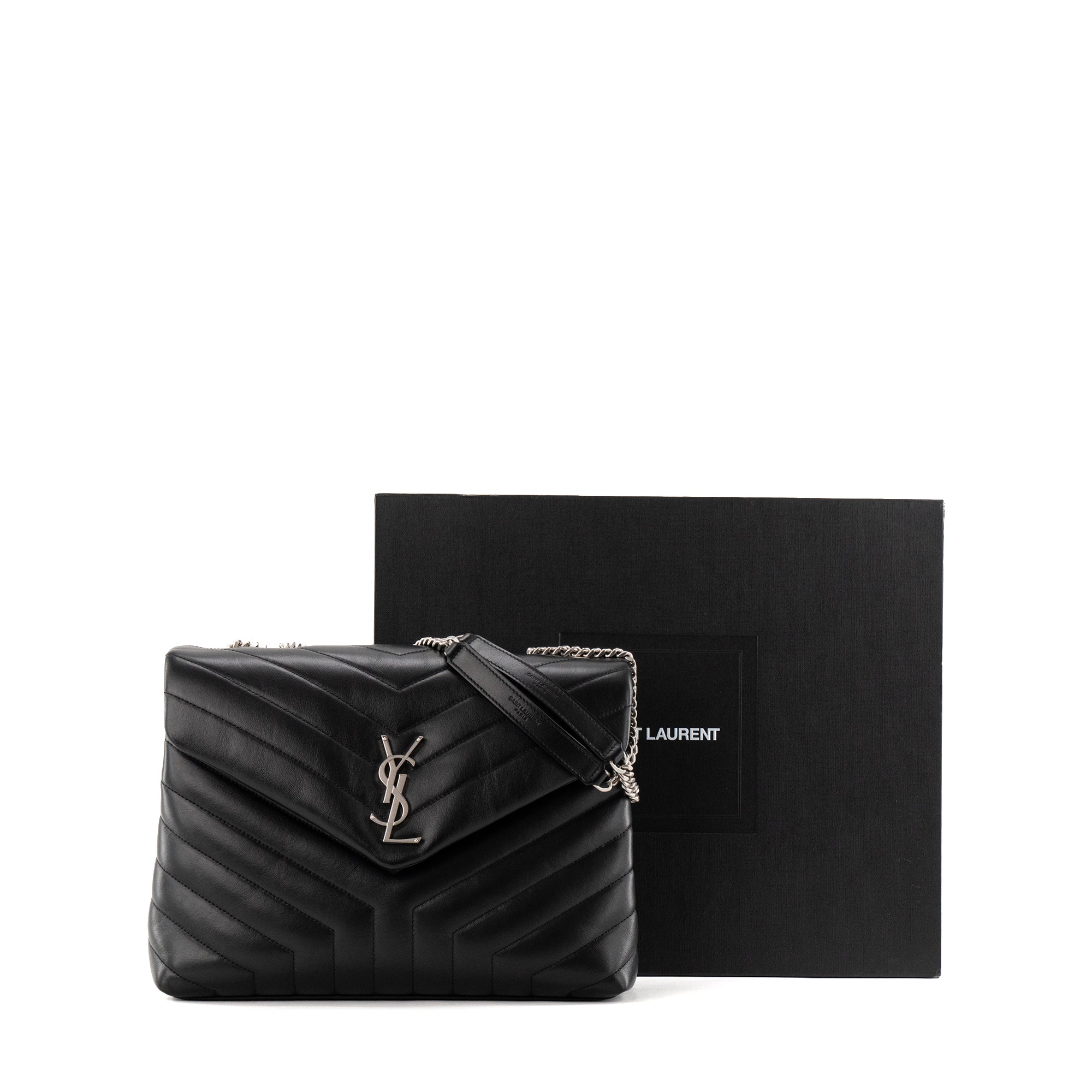 SAINT LAURENT - Sac à bandoulière Loulou Médium Saint Laurent en cuir lisse noir