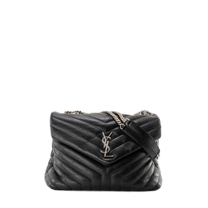 SAINT LAURENT - Sac à bandoulière Loulou Medium Saint Laurent en cuir lisse noir