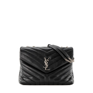 SAINT LAURENT - Sac à bandoulière Loulou Medium Saint Laurent en cuir lisse noir