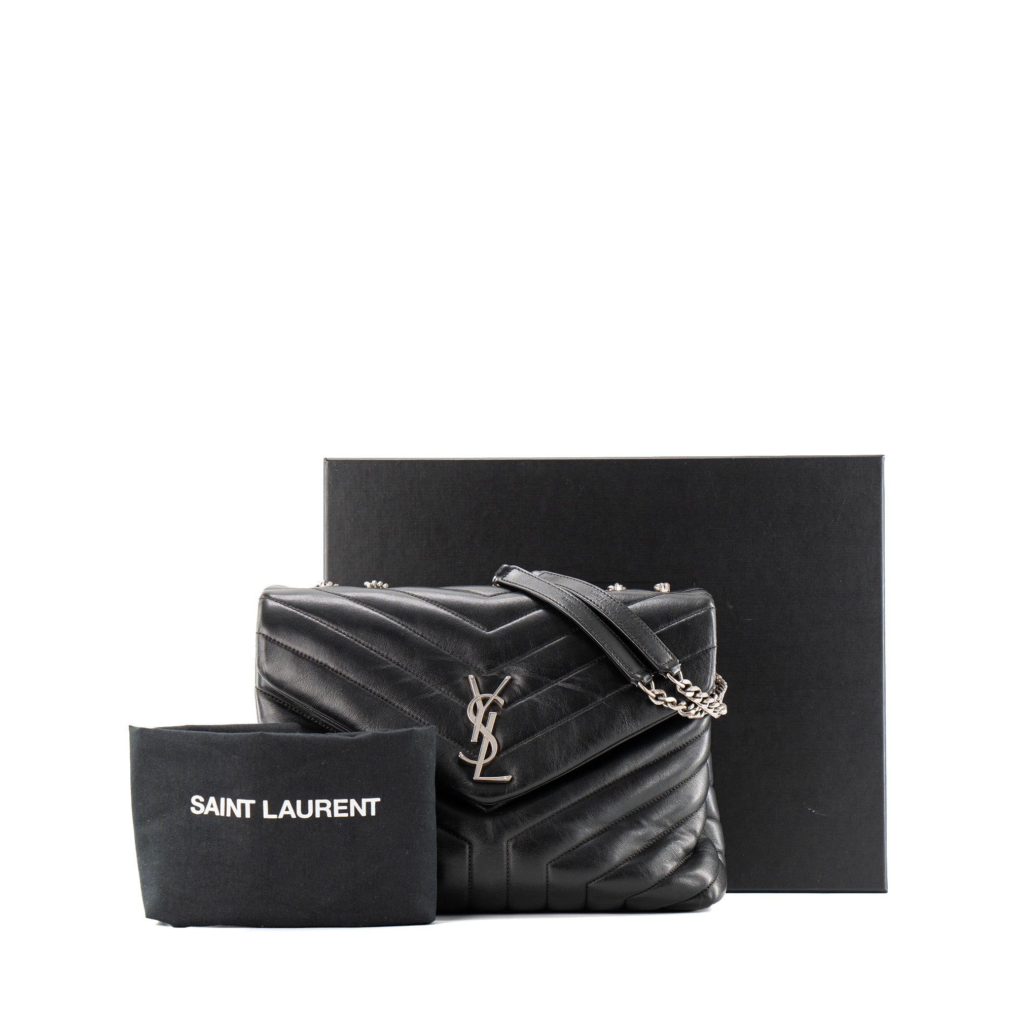 SAINT LAURENT - Sac à bandoulière Loulou Medium Saint Laurent en cuir lisse noir
