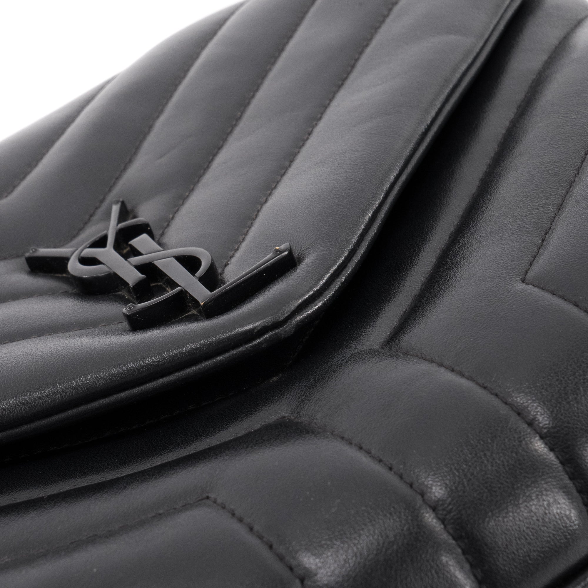 SAINT LAURENT - Sac à bandoulière Loulou medium Saint Laurent en cuir lisse noir full black