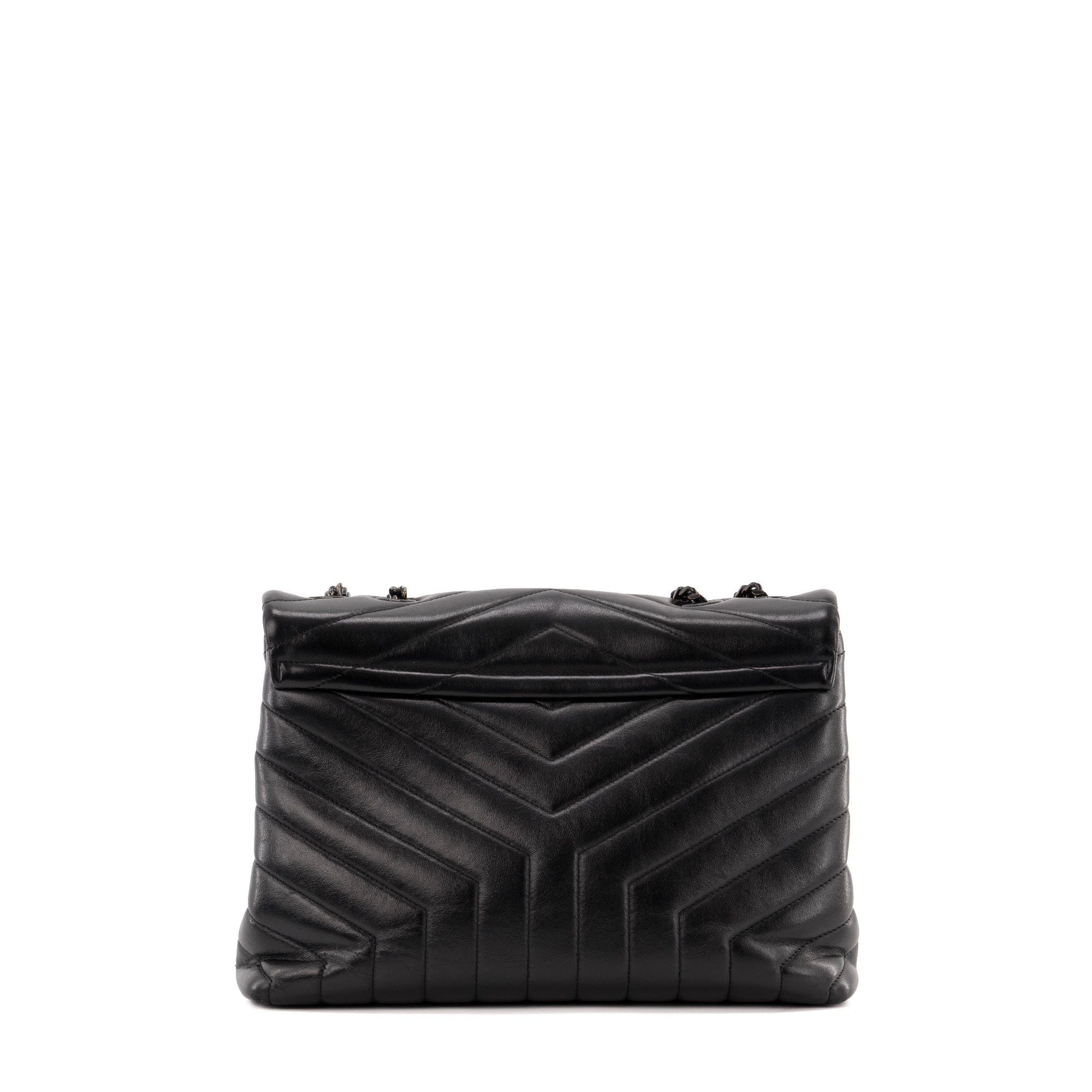 SAINT LAURENT - Sac à bandoulière Loulou medium Saint Laurent en cuir lisse noir full black